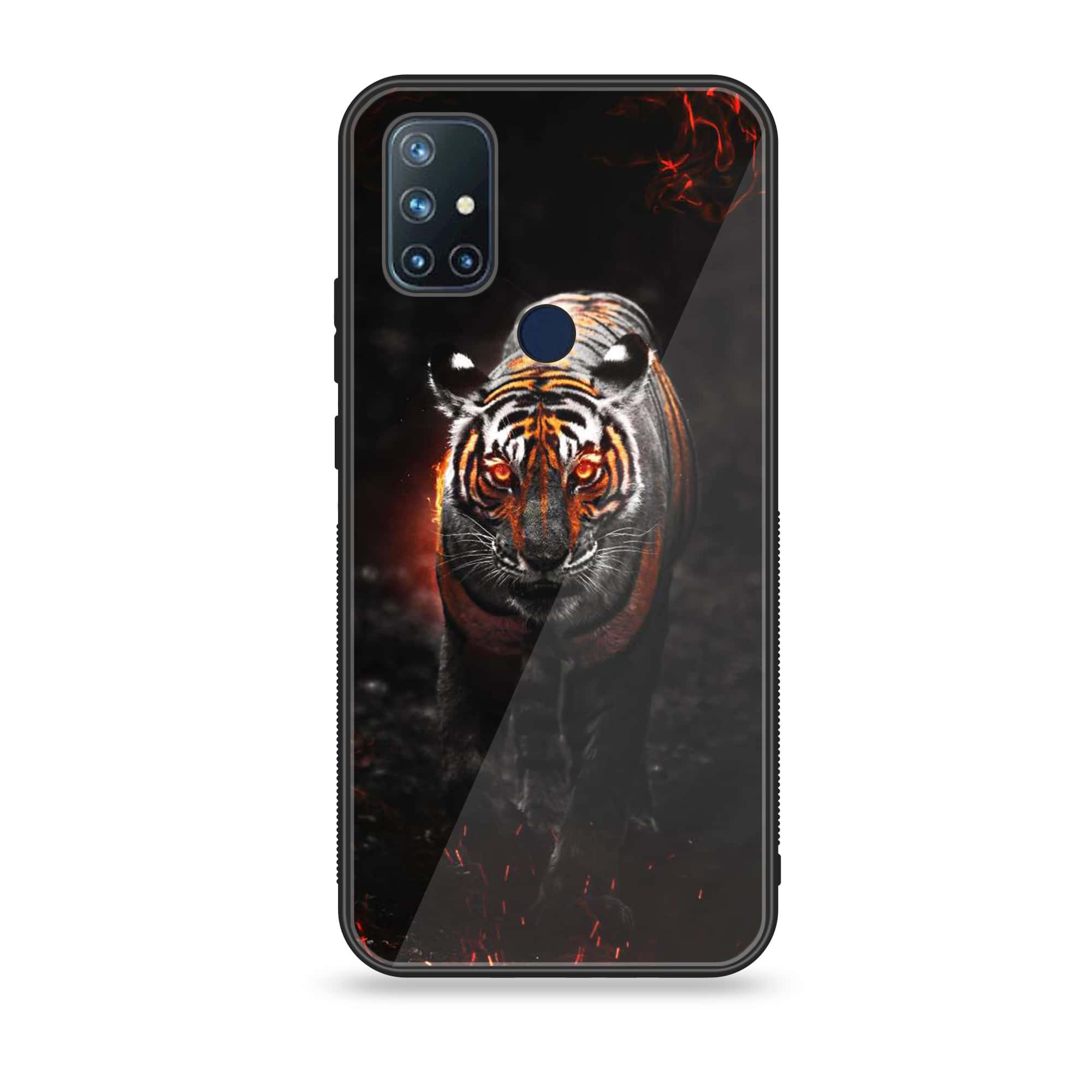 OnePlus Nord N10 -Tiger Art Series - Premium Printed Glass soft Bumper shock Proof Case
