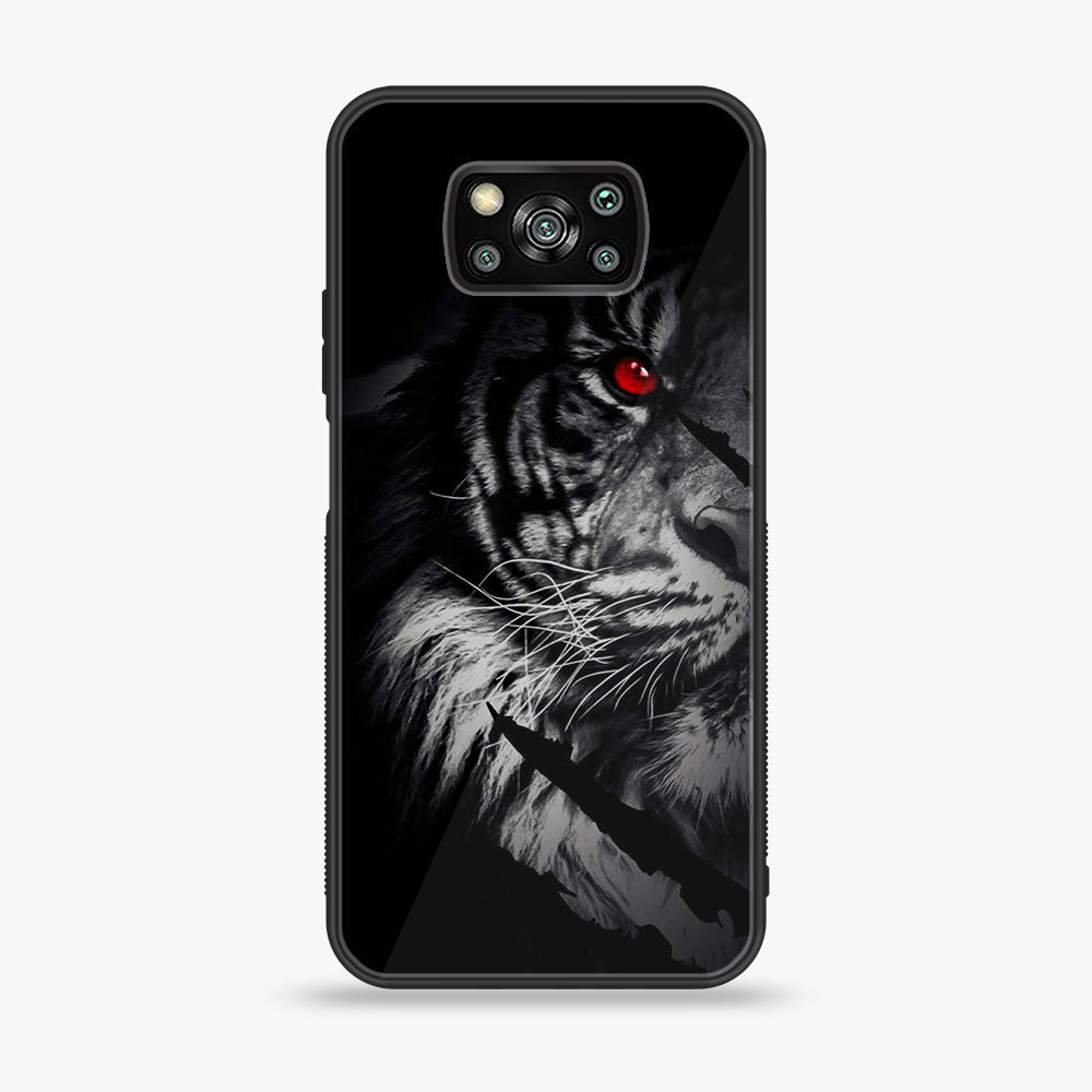 Xiaomi Poco X3 - Tiger  Series - Premium Printed Glass soft Bumper shock Proof Case
