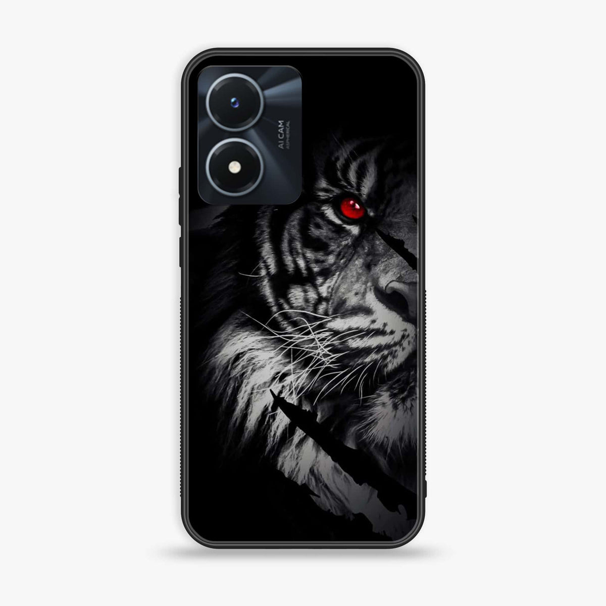 Vivo Y02s  - Tiger Art Series- Premium Printed Glass soft Bumper shock Proof Case
