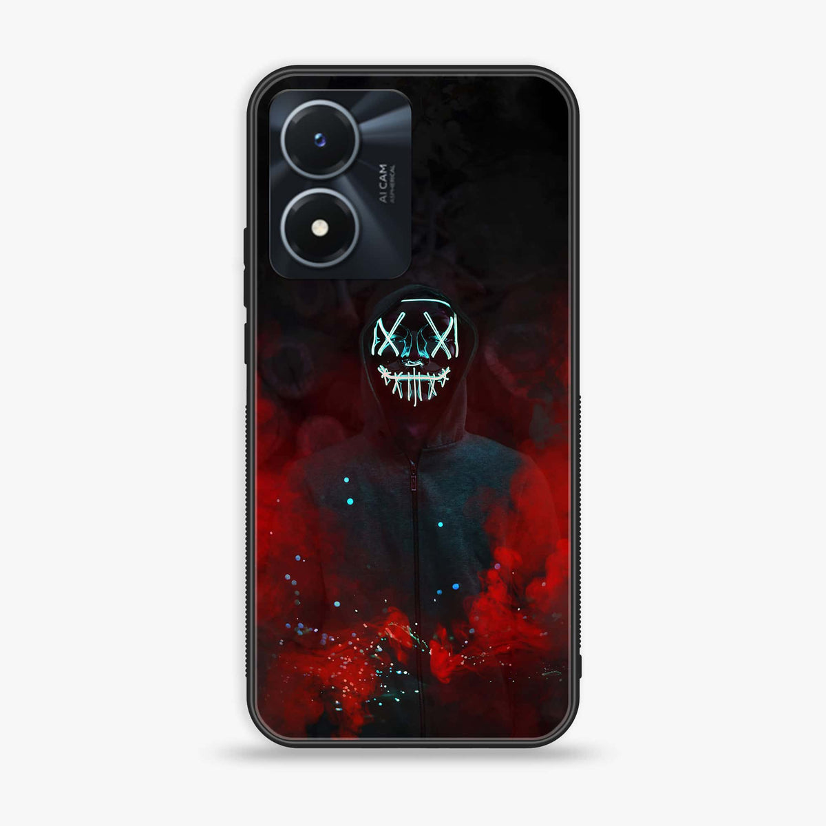 Vivo Y02s  - Anonymous 2.0- Premium Printed Glass soft Bumper shock Proof Case