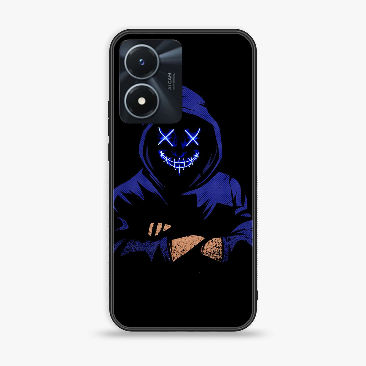 Vivo Y02s  - Anonymous 2.0- Premium Printed Glass soft Bumper shock Proof Case