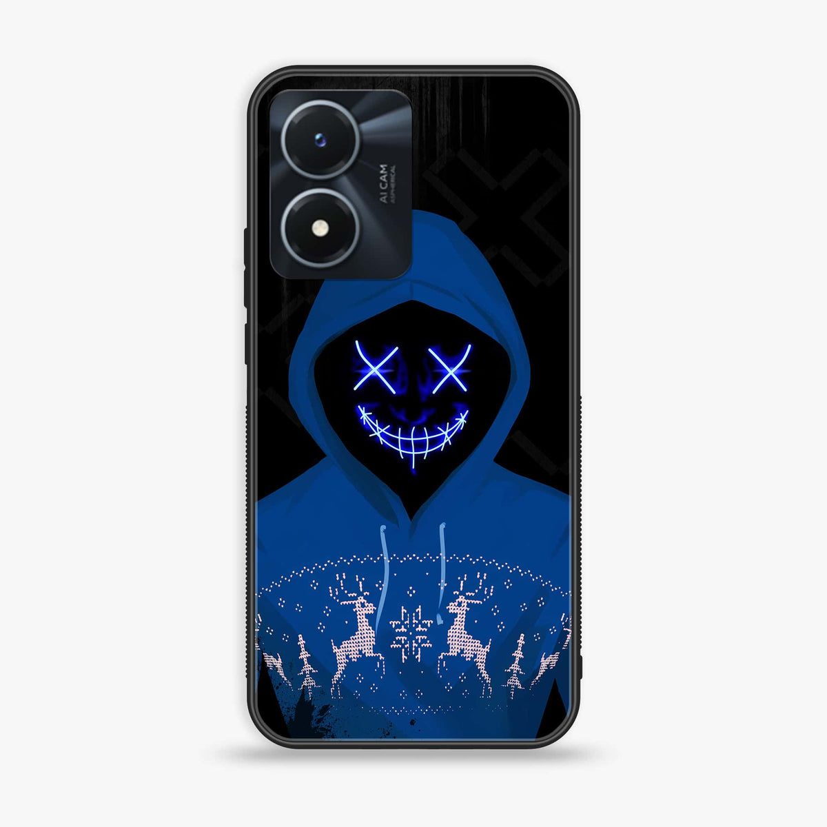 Vivo Y02s  - Anonymous 2.0- Premium Printed Glass soft Bumper shock Proof Case