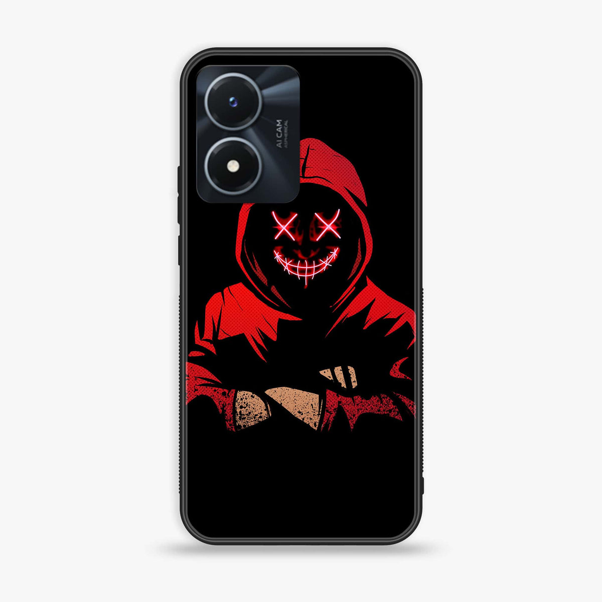 Vivo Y02s  - Anonymous 2.0- Premium Printed Glass soft Bumper shock Proof Case