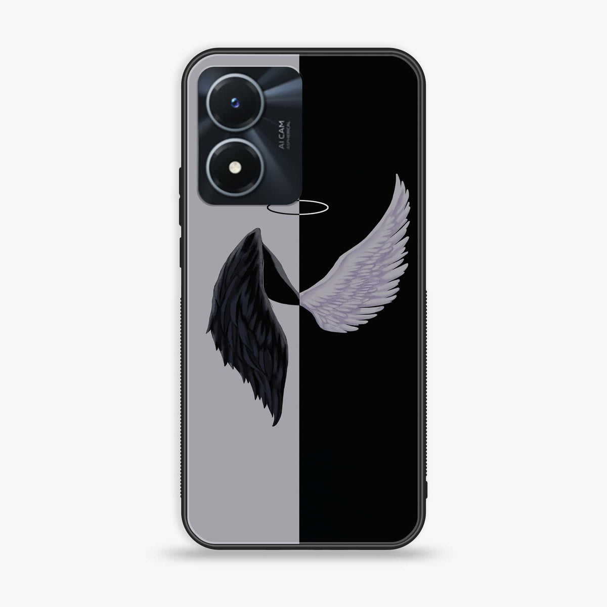Vivo Y02s  - Angel Wings 2.0 Series - Premium Printed Glass soft Bumper shock Proof Case