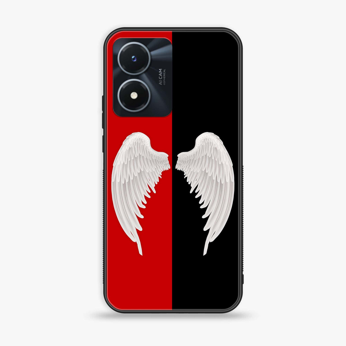Vivo Y02s  - Angel Wings 2.0 Series - Premium Printed Glass soft Bumper shock Proof Case