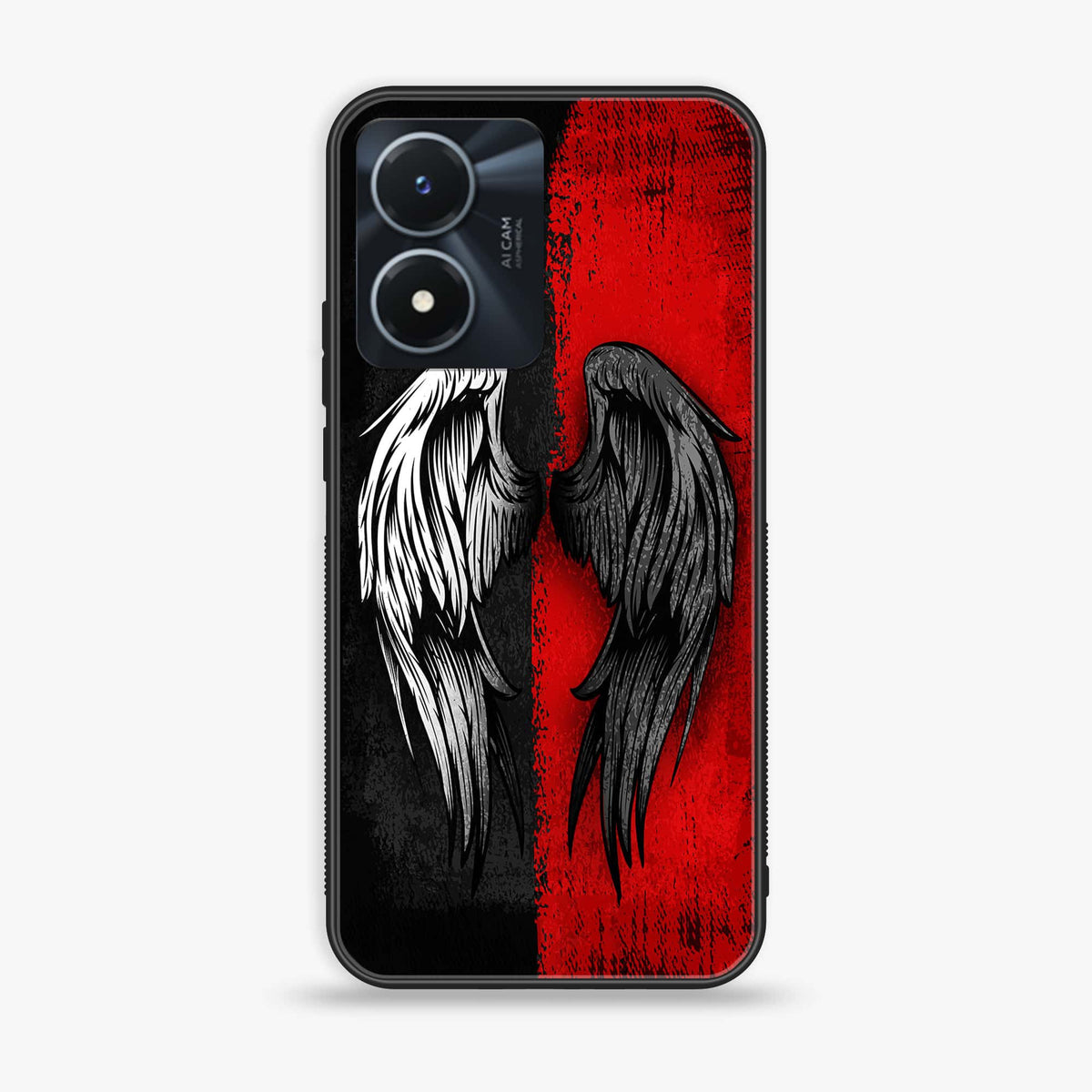 Vivo Y02s  - Angel Wings 2.0 Series - Premium Printed Glass soft Bumper shock Proof Case