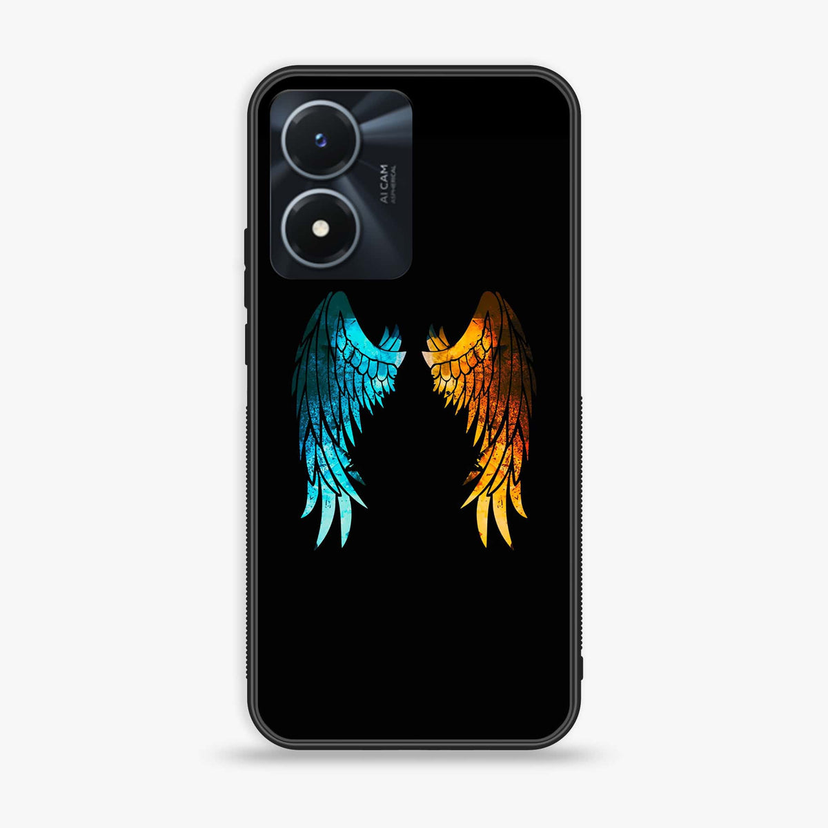 Vivo Y02s  - Angel Wings 2.0 Series - Premium Printed Glass soft Bumper shock Proof Case