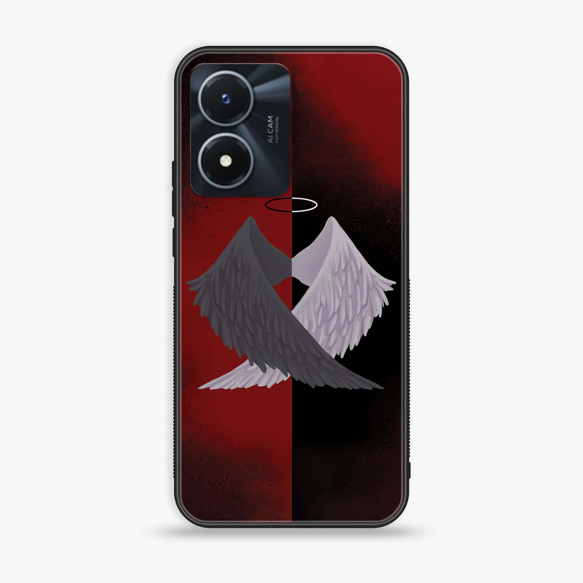Vivo Y02s  - Angel Wings 2.0 Series - Premium Printed Glass soft Bumper shock Proof Case