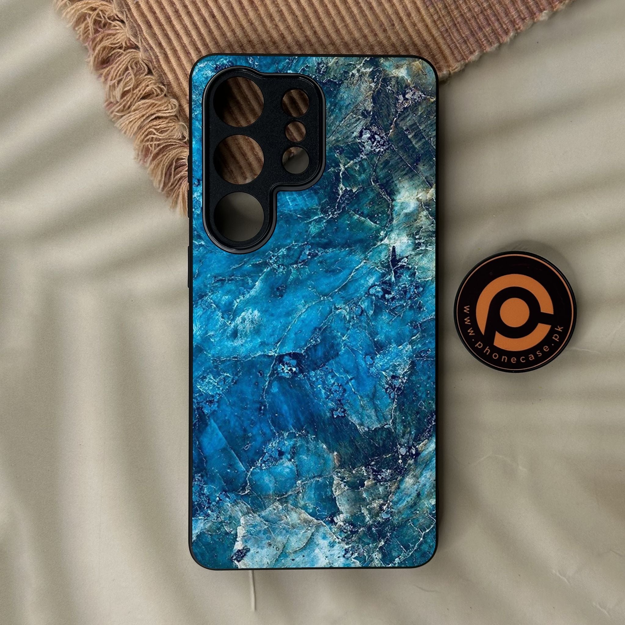 Galaxy S26 Ultra - Blue Marble Design 10 - Premium Metal Printed Soft Bumper Shock Proof Case