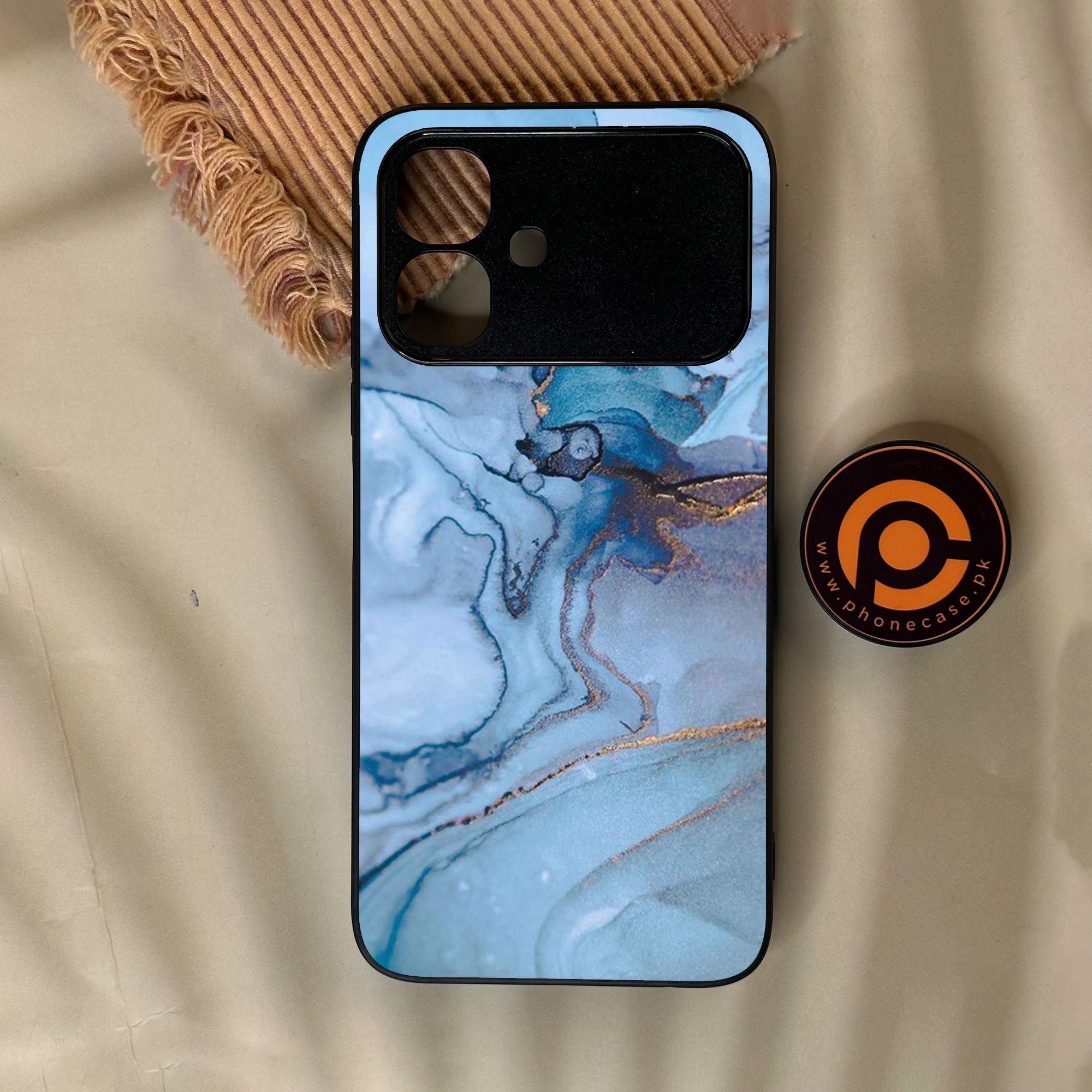 Infinix Smart 20 - Blue Marble Design 1 - Premium Metal Printed Soft Bumper Shock Proof Case