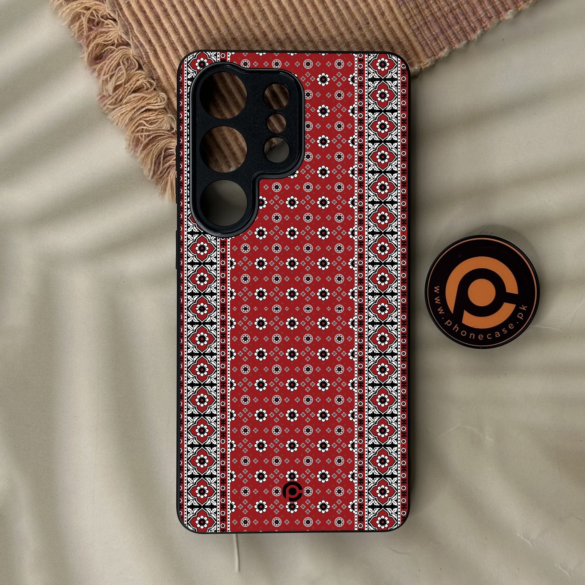 Galaxy S26 Ultra - Ajrak Design 12 - Premium Metal Printed Soft Bumper Shock Proof Case