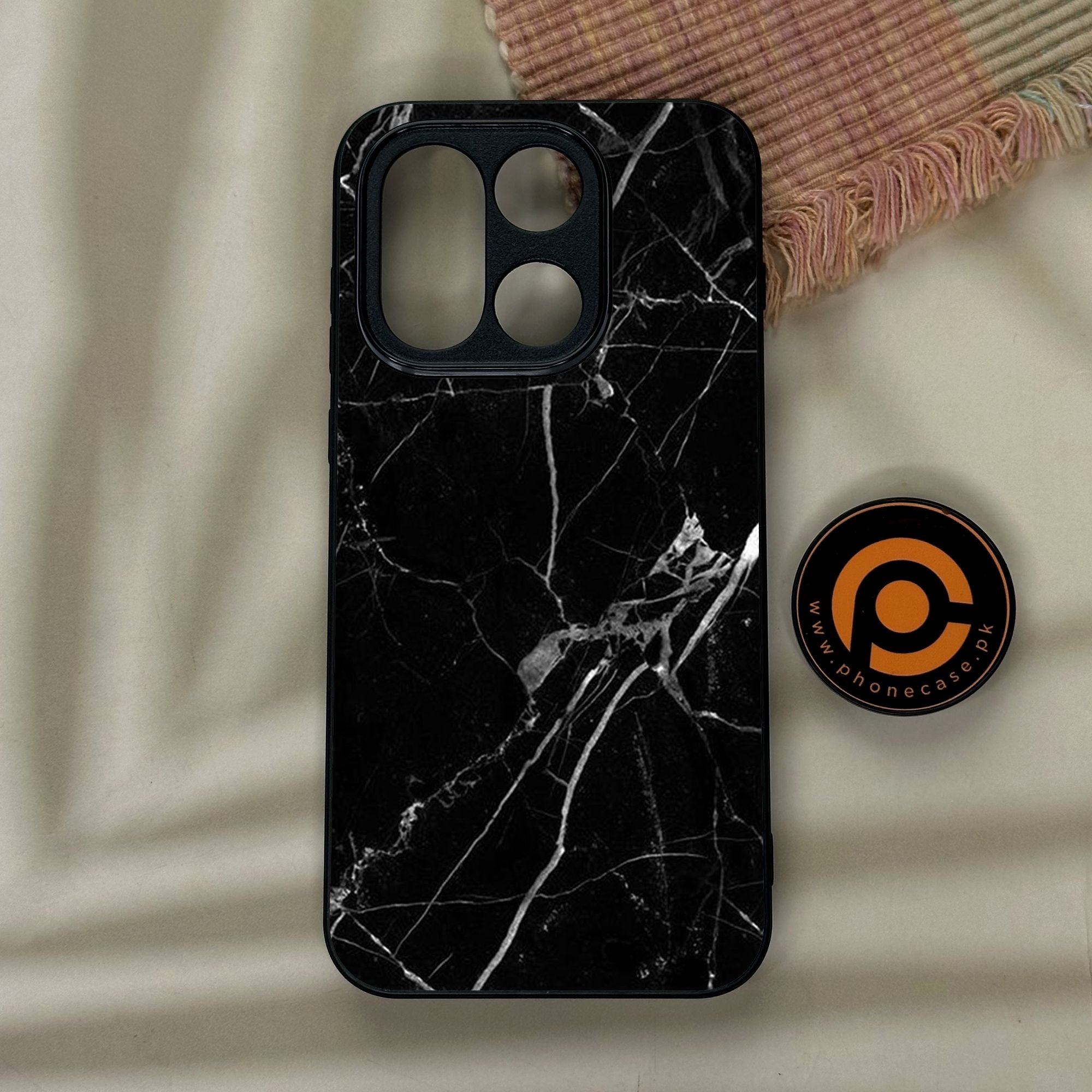 OnePlus 15 - Black Marble Design 2 - Premium Metal Printed Soft Bumper Shock Proof Case