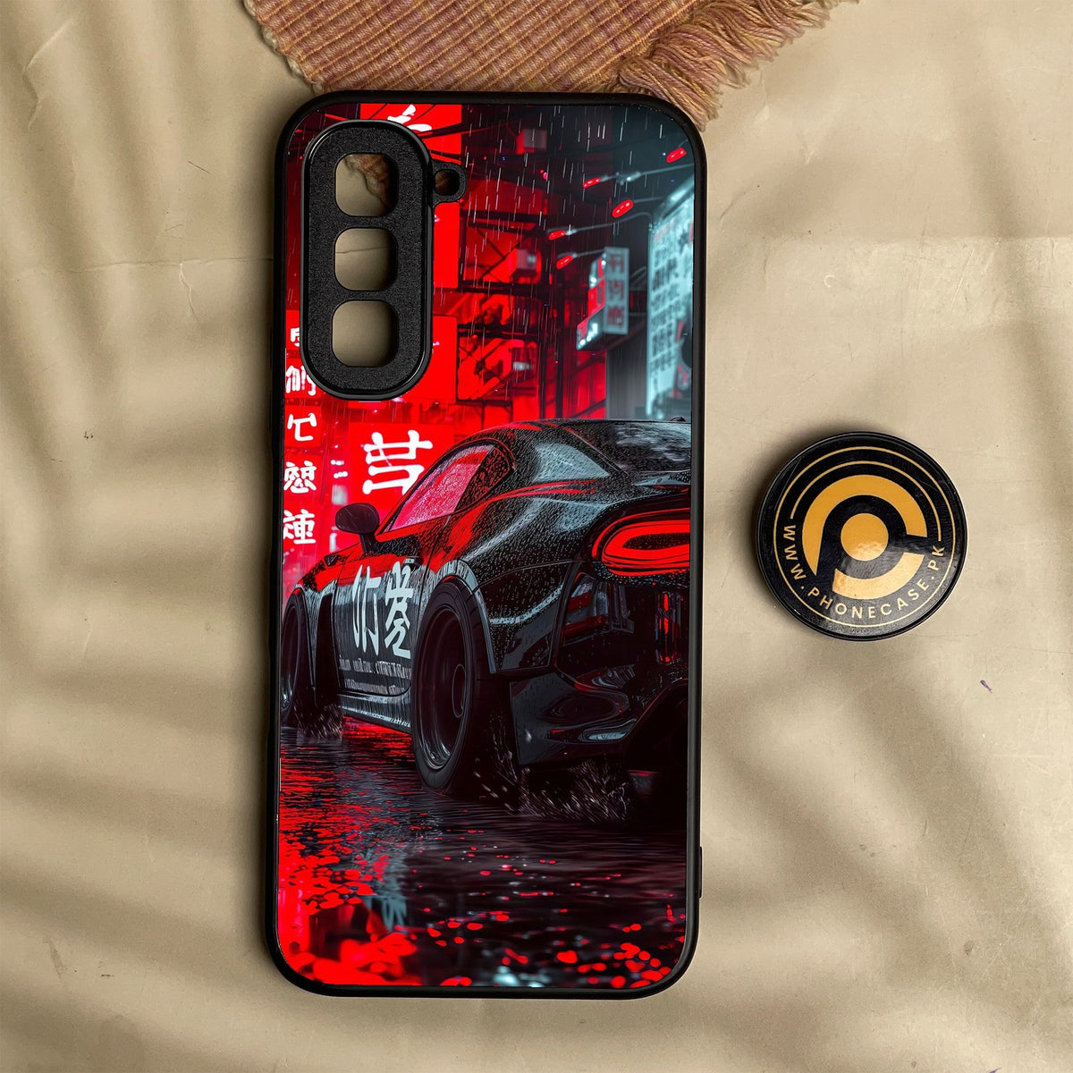 Infinix Hot 70 - Tokyo Dark Night Racing Car - Premium Metal Printed Soft Bumper Shock Proof Case