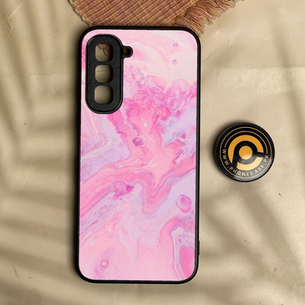 Infinix Hot 70 - Pink Design 6 - Premium Metal Printed Soft Bumper Shock Proof Case