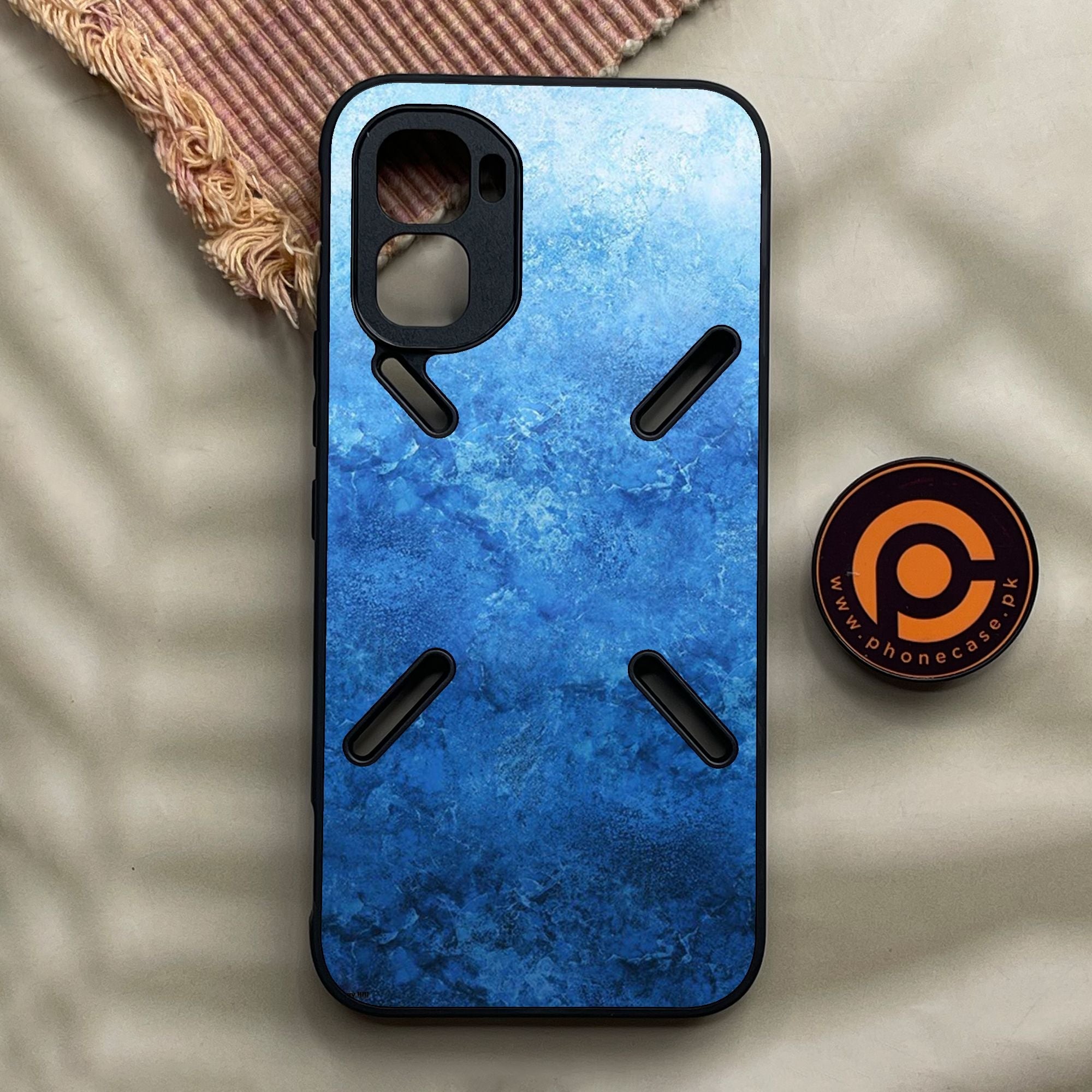 Infinix GT 50 Pro - Blue Marble Design 2 - Premium Metal Printed Soft Bumper Shock Proof Case