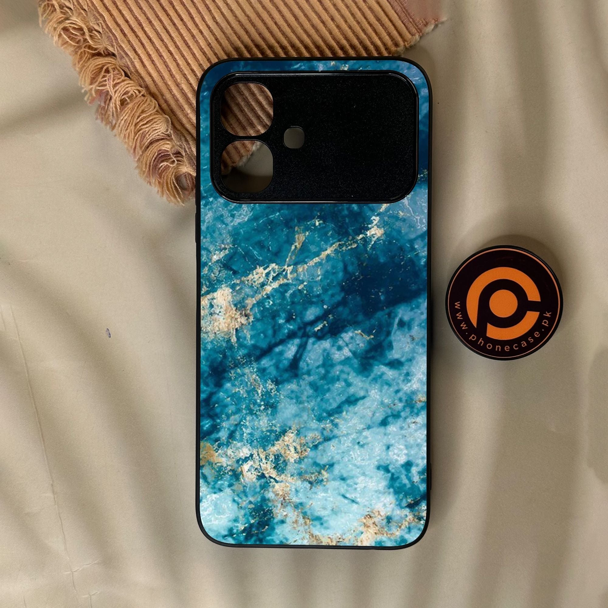 Infinix Smart 20 - Blue Marble Design 4 - Premium Metal Printed Soft Bumper Shock Proof Case