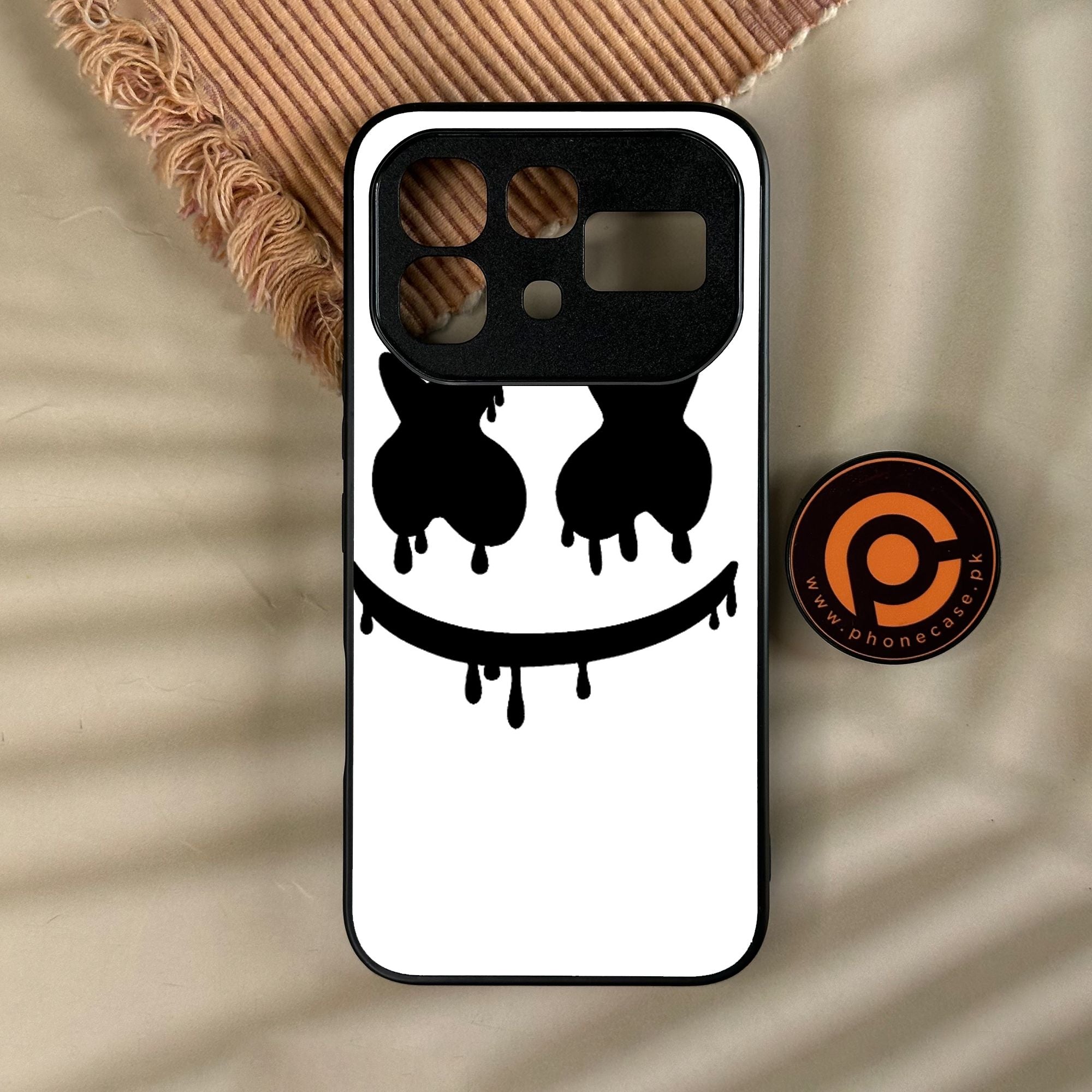 Infinix Note 60 Pro - Marshmello Face - Premium Metal Printed Soft Bumper Shock Proof Case