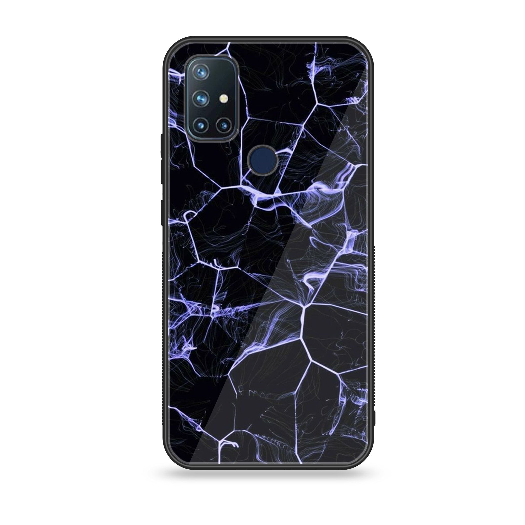 OnePlus Nord N10- Black Marble Series - Premium Printed Glass soft Bumper shock Proof Case