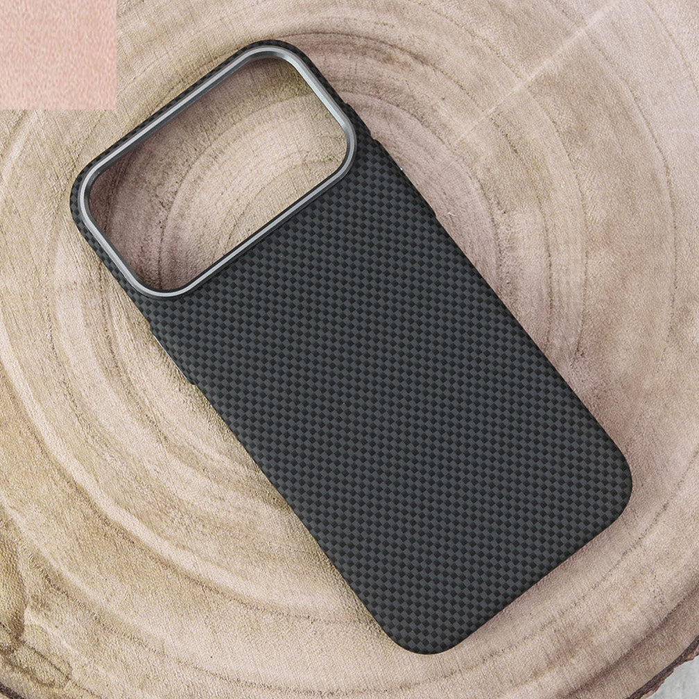 iPhone 17 Pro Max Cover Premium Piblue Carbon Fiber Texture Ultra Thin Shell Case With Metal Camera Ring Borders