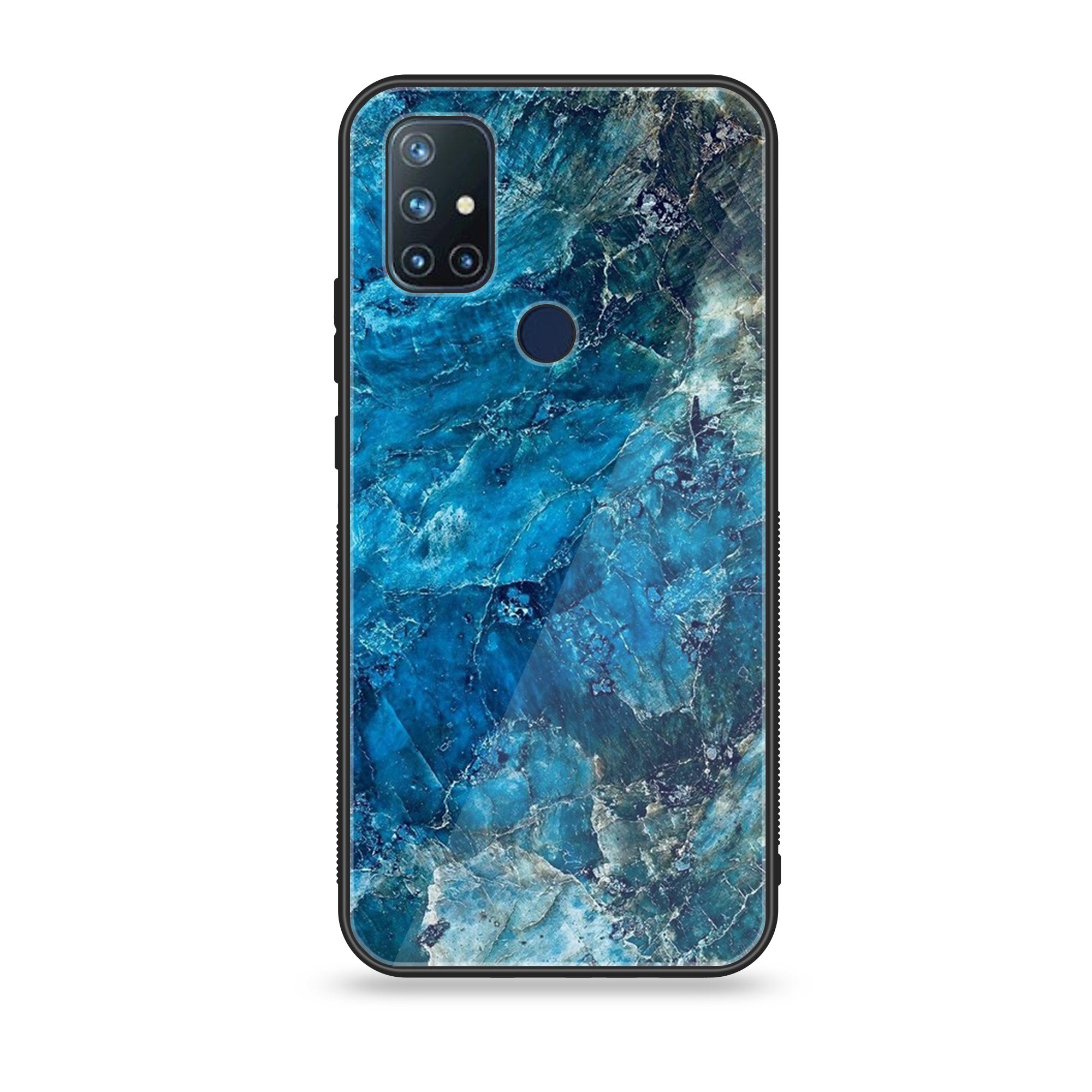 OnePlus Nord N10- Blue Marble Series - Premium Printed Glass soft Bumper shock Proof Case