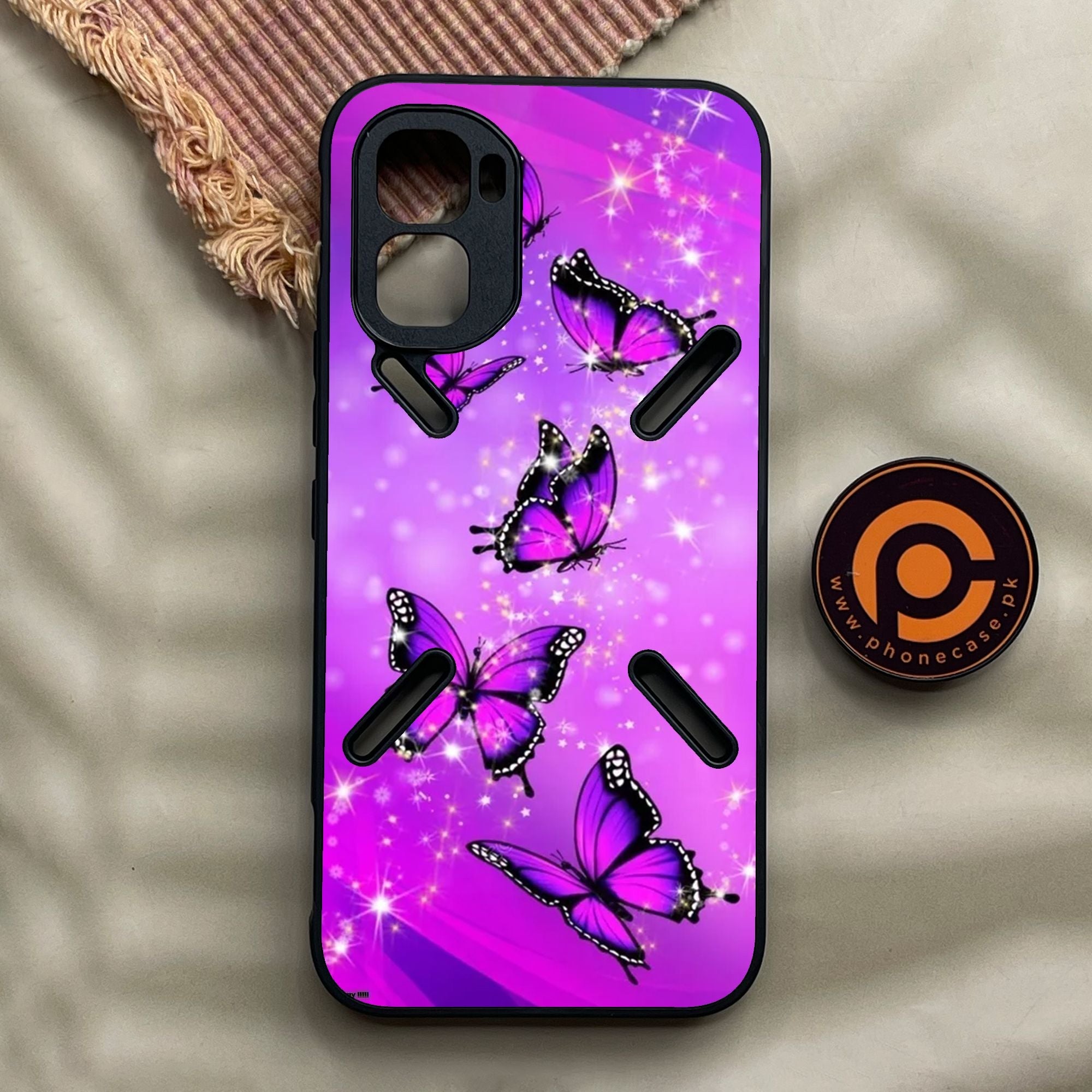 Infinix GT 50 Pro - Butterflies Design 8 - Premium Metal Printed Soft Bumper Shock Proof Case