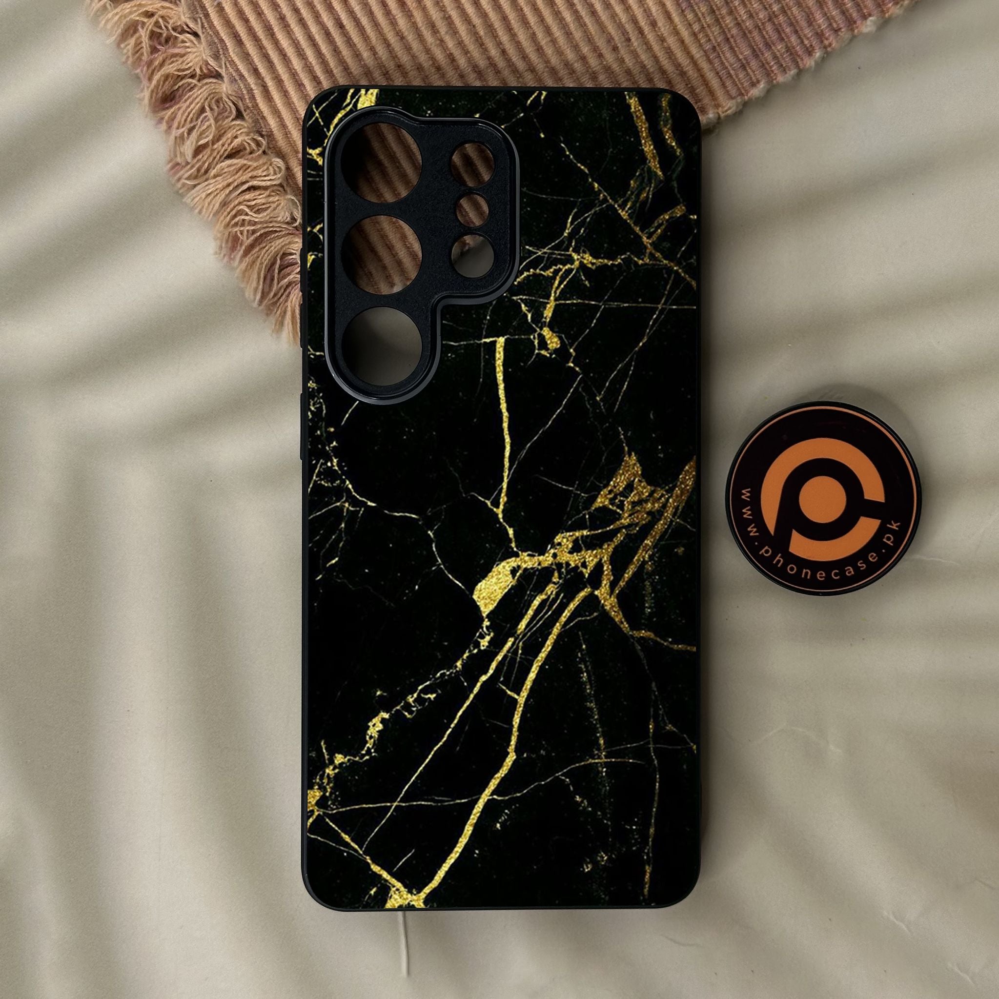Galaxy S26 Ultra - Black Marble Design 3 - Premium Metal Printed Soft Bumper Shock Proof Case