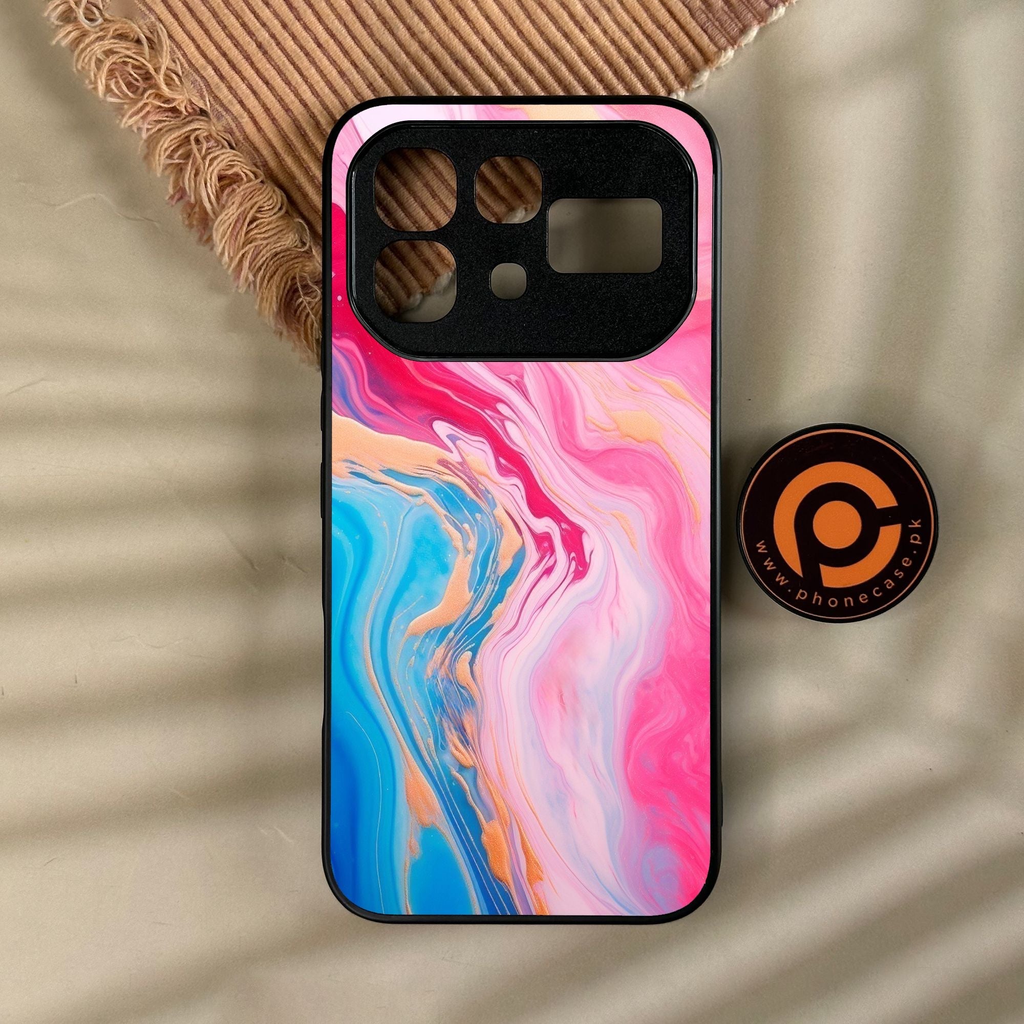 Infinix Note 60 - Pink Marble 2.0 Design 3 - Premium Metal Printed Soft Bumper Shock Proof Case