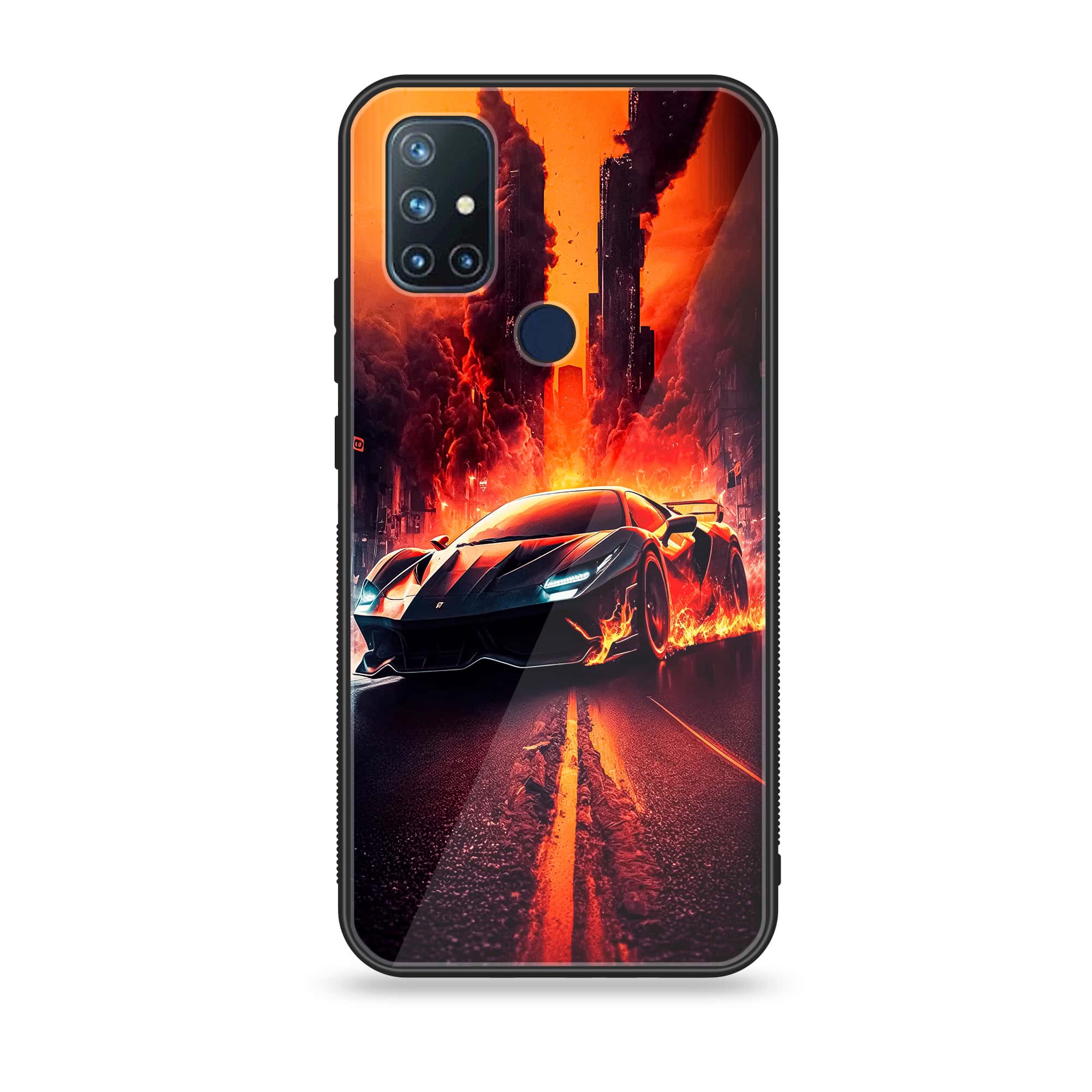 OnePlus Nord N10-Racing Series - Premium Printed Glass soft Bumper shock Proof Case