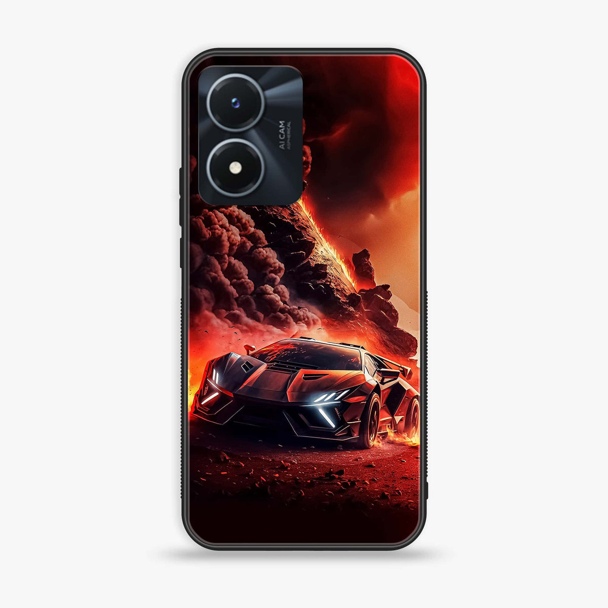 Vivo Y02s - Racing Series - Premium Printed Glass soft Bumper shock Proof Case