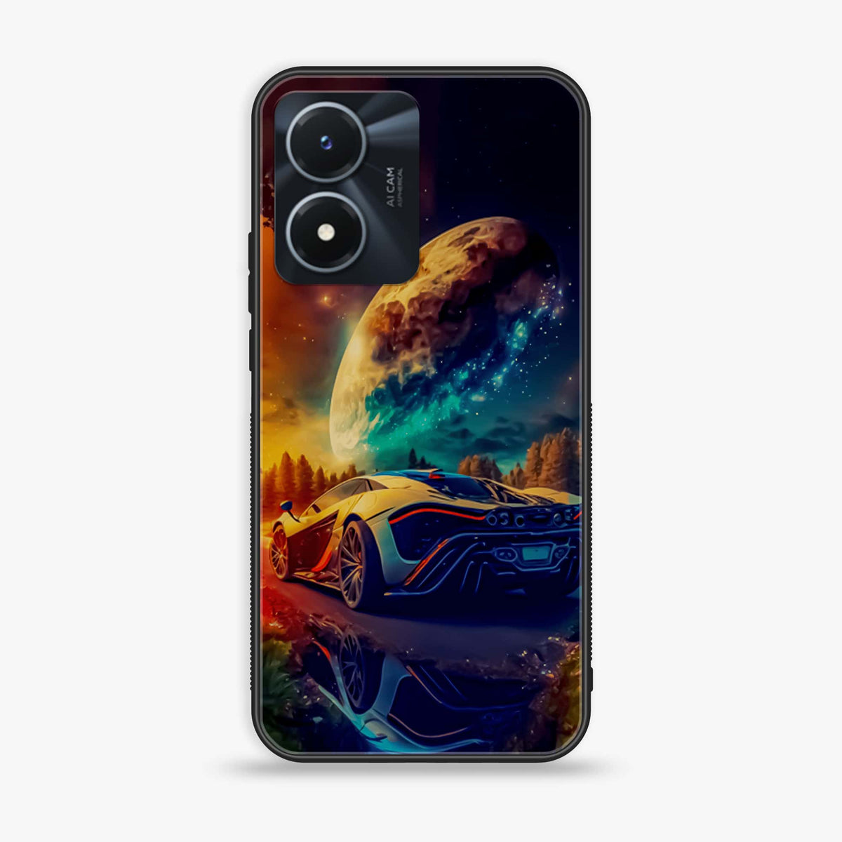 Vivo Y02s - Racing Series - Premium Printed Glass soft Bumper shock Proof Case