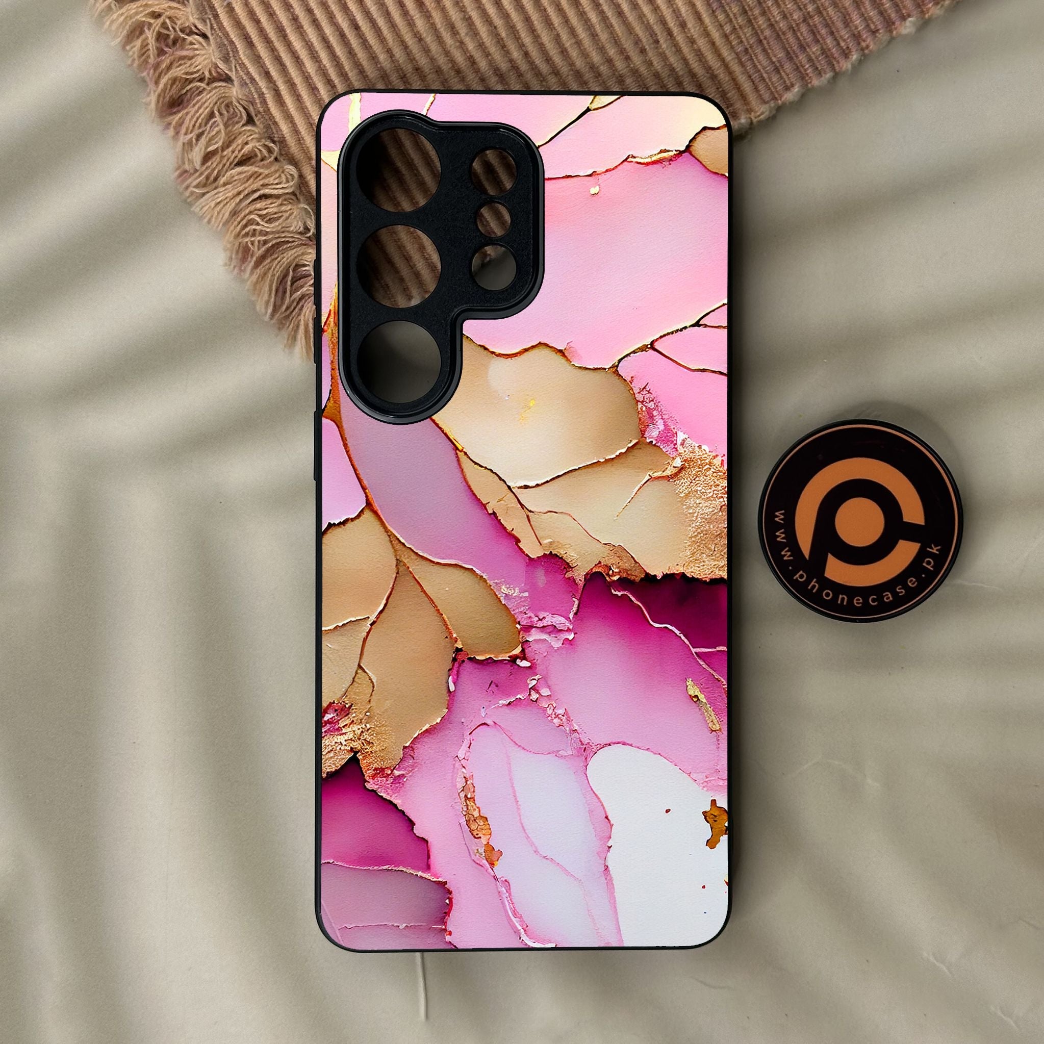 Galaxy S26 Ultra - Pink Marble 2.0 Design 4 - Premium Metal Printed Soft Bumper Shock Proof Case