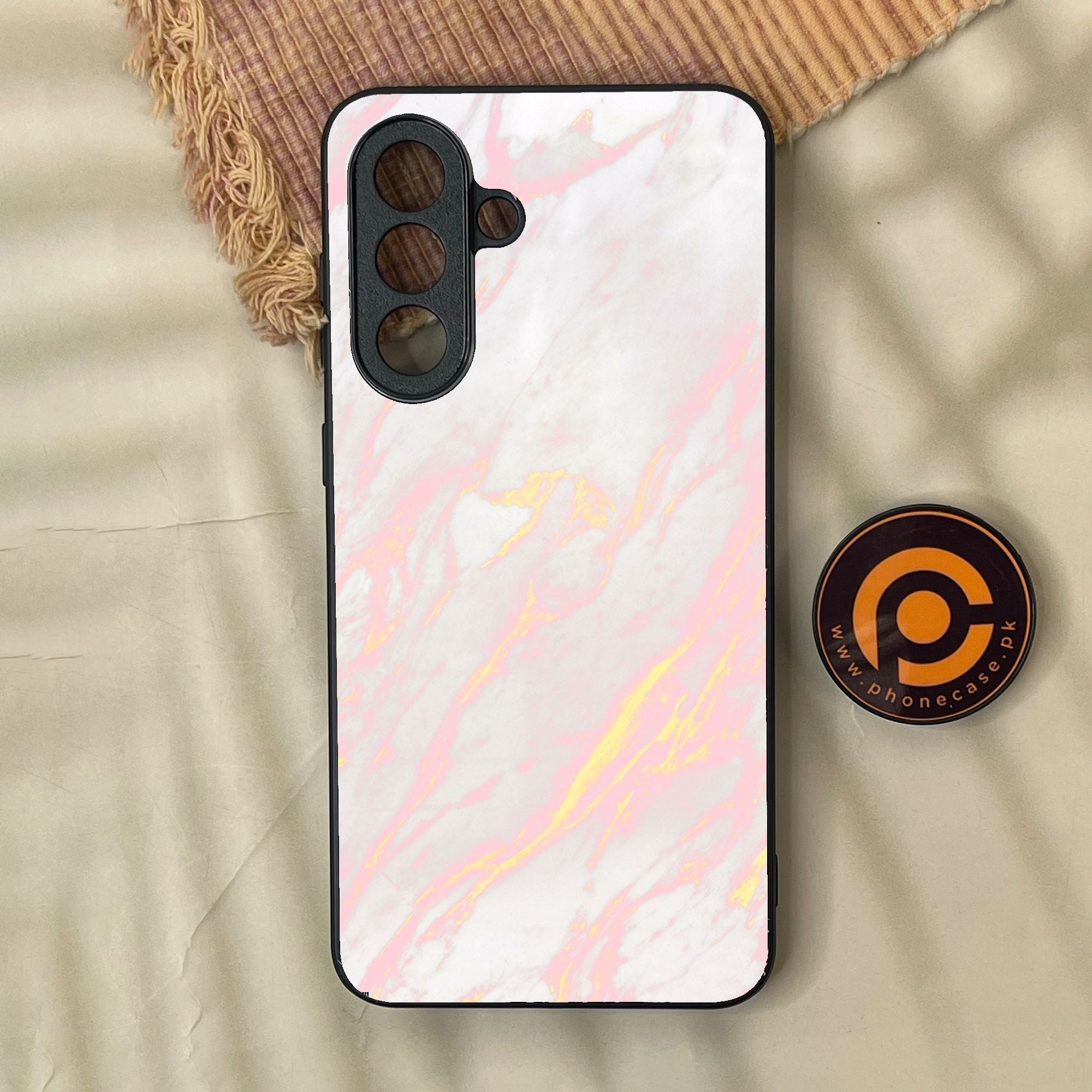 Samsung Galaxy A37 - Pink Design 7 - Premium Metal Printed Soft Bumper Shock Proof Case