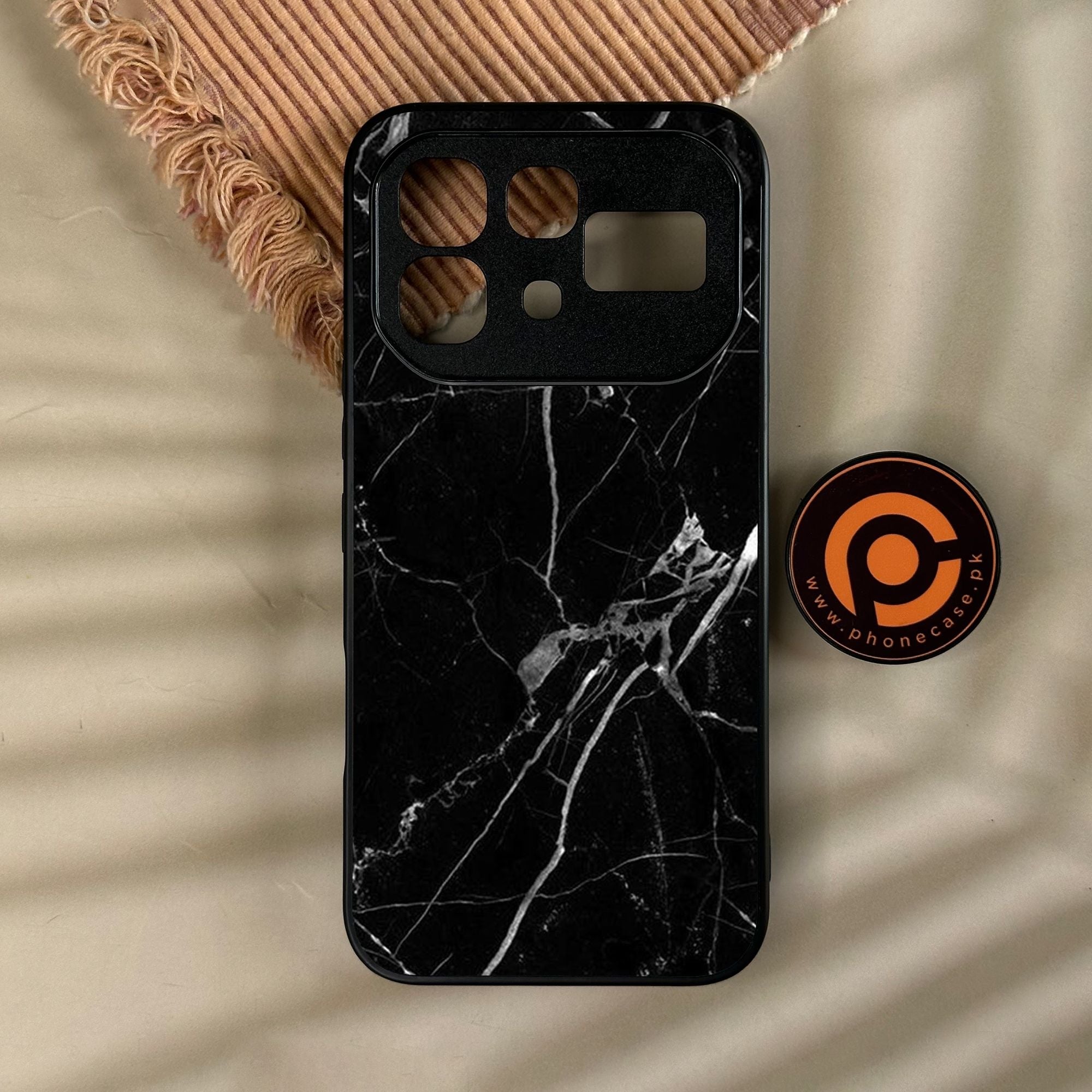 Infinix Note 60 - Black Marble Design 2 - Premium Metal Printed Soft Bumper Shock Proof Case