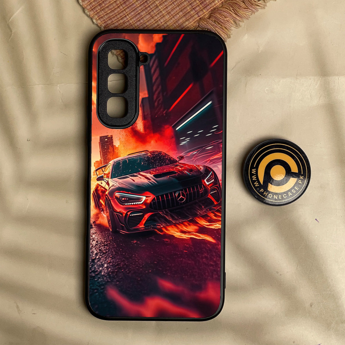 Infinix Hot 70 - Racing Design 3 - Premium Metal Printed Soft Bumper Shock Proof Case