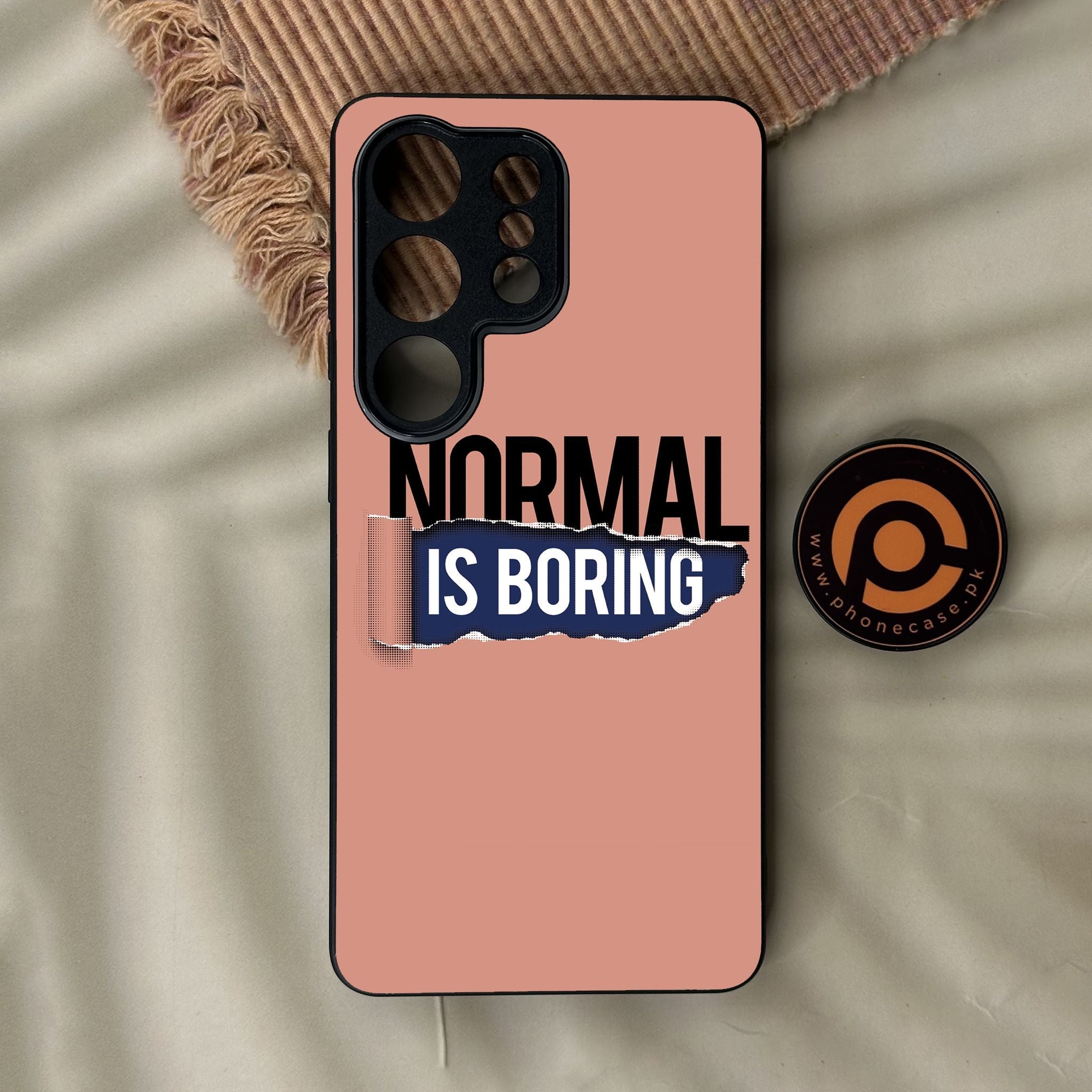 Galaxy S26 Ultra - Normal Is Boring Design - Premium Metal Printed Soft Bumper Shock Proof Case
