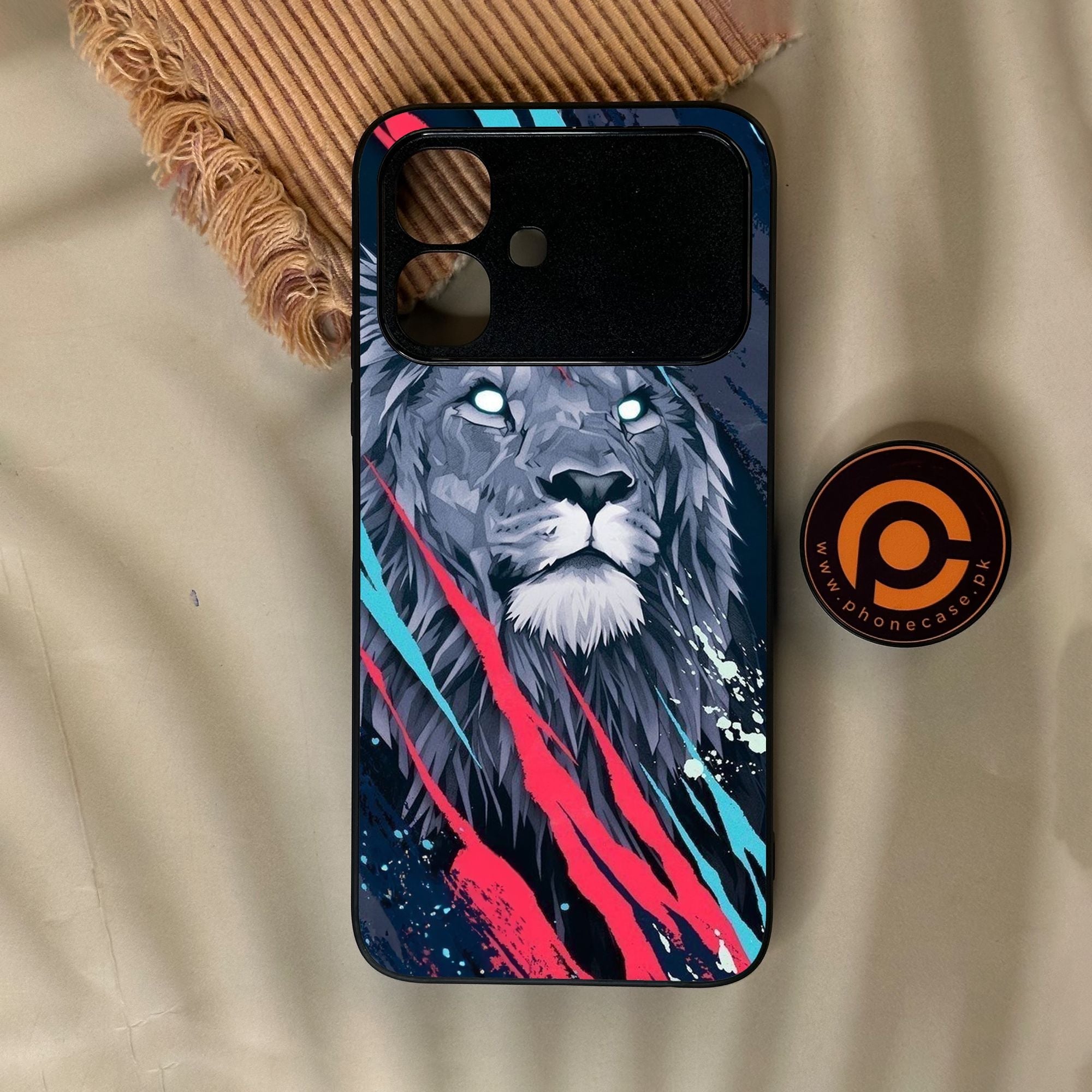 Infinix Smart 20 - Abstract Animated Lion - Premium Metal Printed Soft Bumper Shock Proof Case