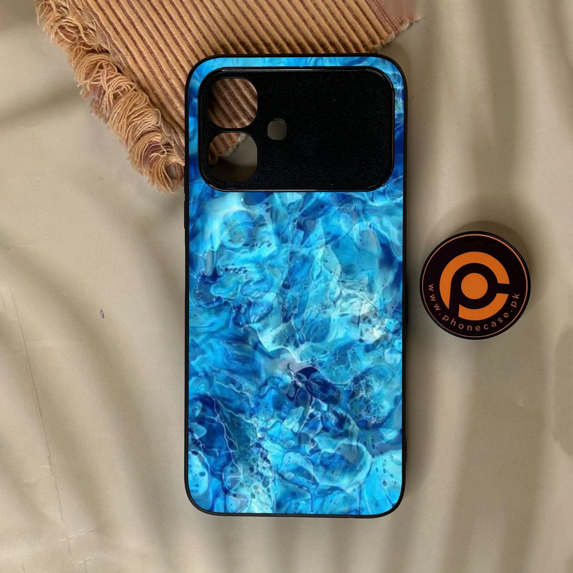 Infinix Smart 20 - Blue Marble Design 6 - Premium Metal Printed Soft Bumper Shock Proof Case