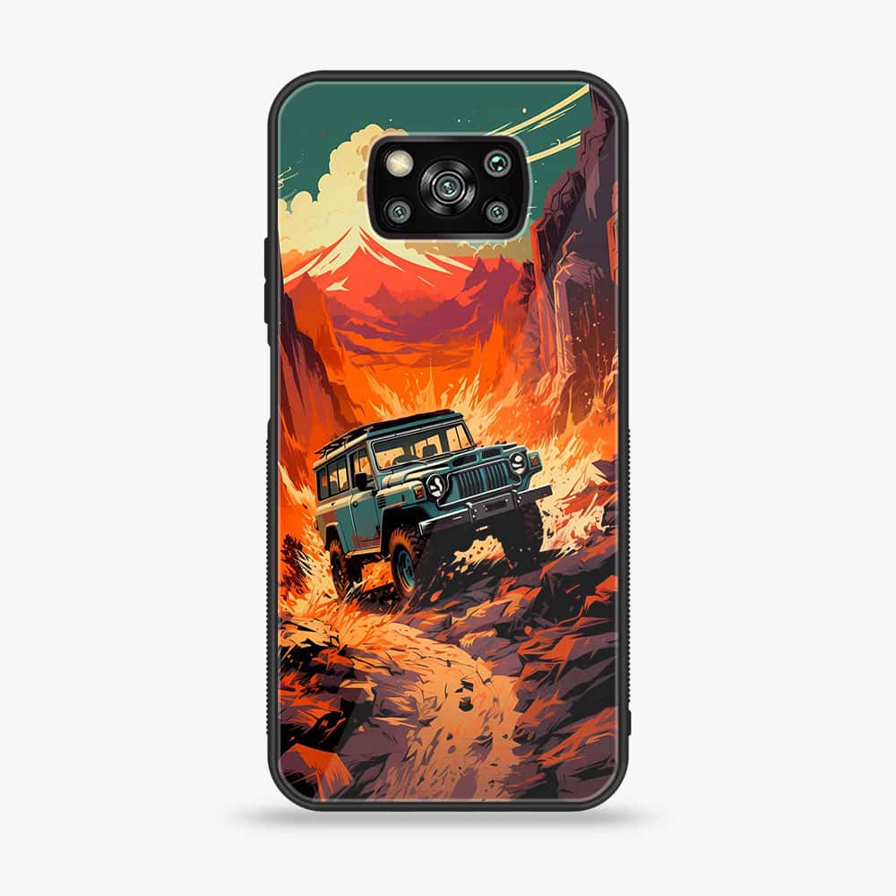 Xiaomi Poco X3 - Jeep Offroad - Premium Printed Glass soft Bumper Shock Proof Case
