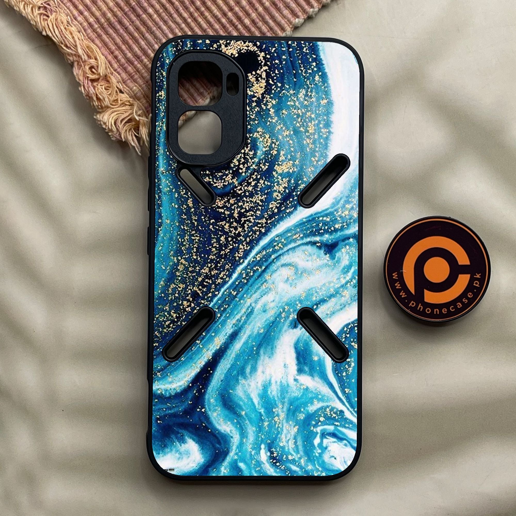 Infinix GT 50 Pro - Blue Marble Design 5 - Premium Metal Printed Soft Bumper Shock Proof Case