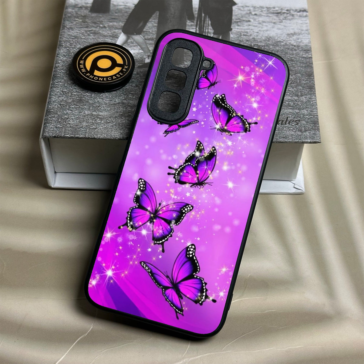 Infinix Hot 70 - Butterflies Design 8 - Premium Metal Printed Soft Bumper Shock Proof Case