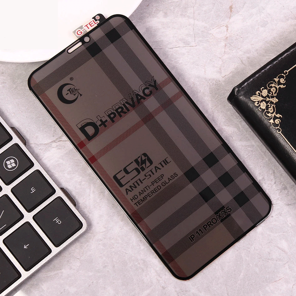 iPhone XS / X - Black - Privacy Glass Screen Protector G-tel D+ Privacy HD Anti-Peep Tempered Glass