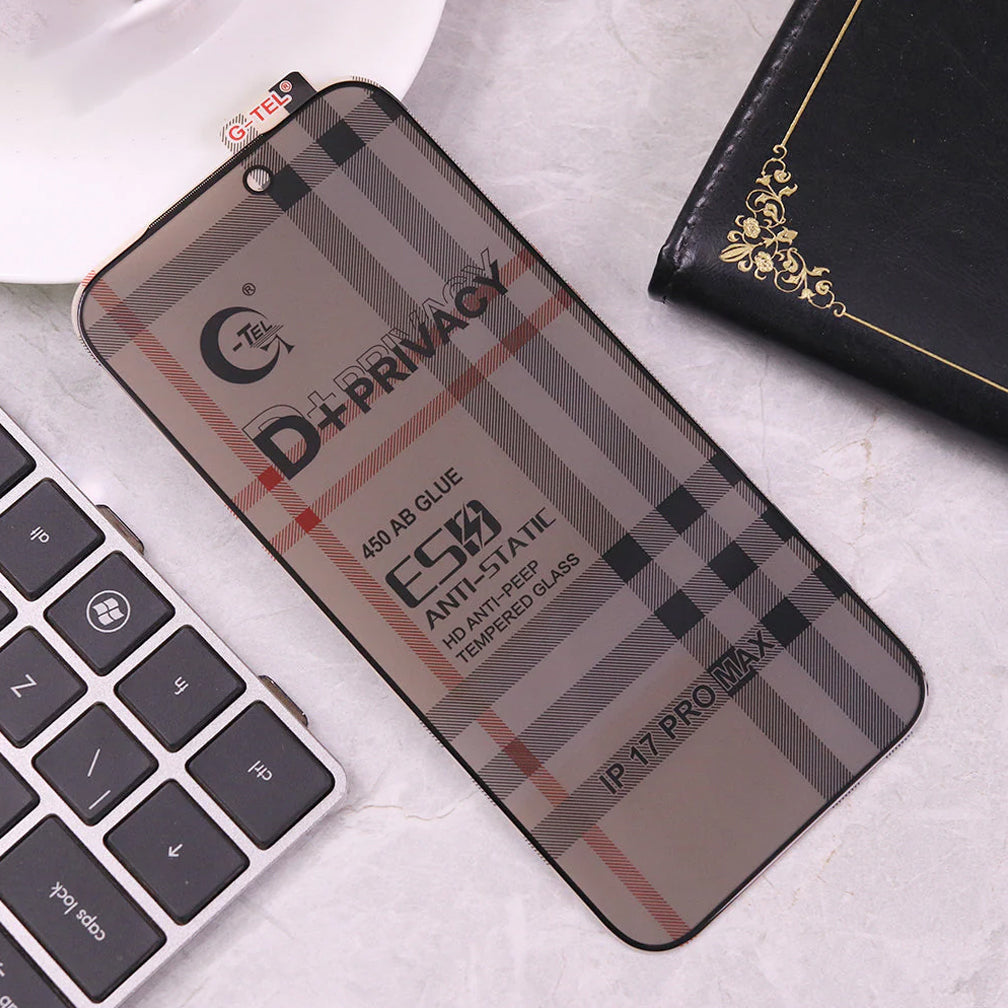 iPhone 17 Pro Max Screen Protector - Black - Privacy Glass Screen Protector G-tel D+ Privacy HD Anti-Peep Tempered Glass