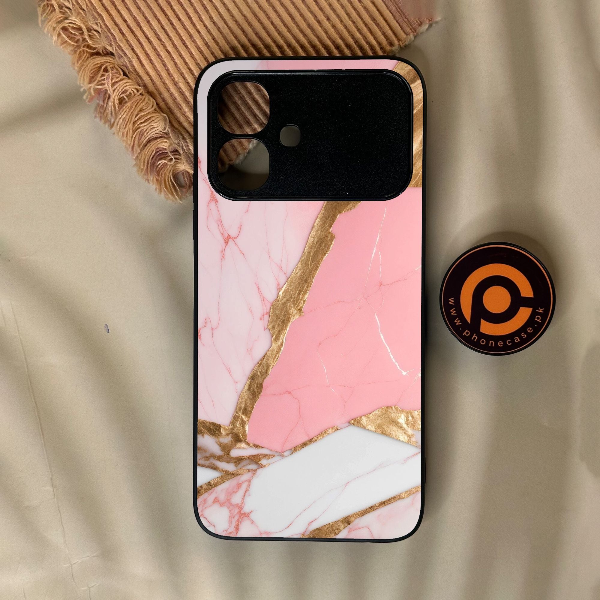 Infinix Smart 20 - Pink Marble 2.0 Design 2 - Premium Metal Printed Soft Bumper Shock Proof Case