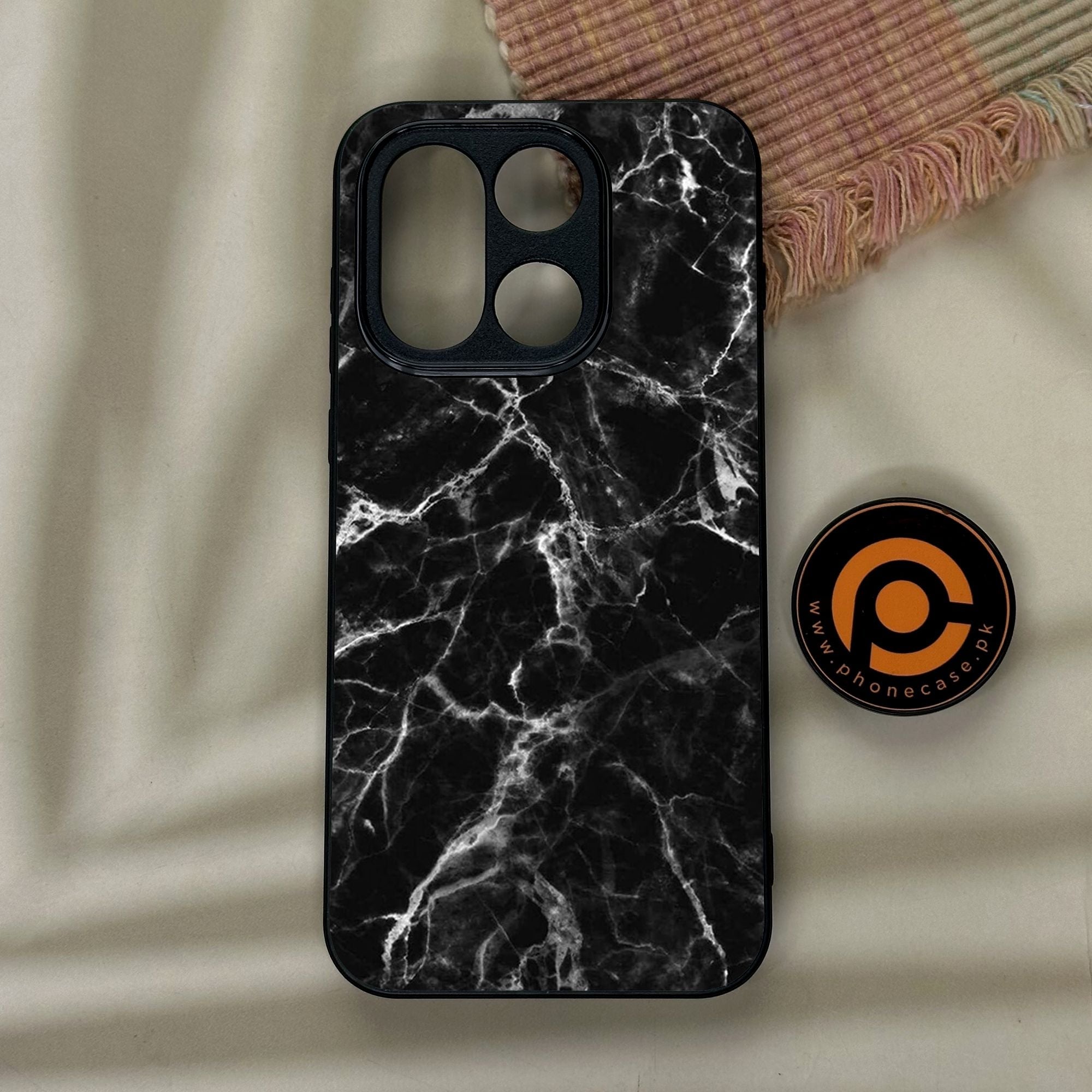 OnePlus 15 - Black Marble Design 4 - Premium Metal Printed Soft Bumper Shock Proof Case