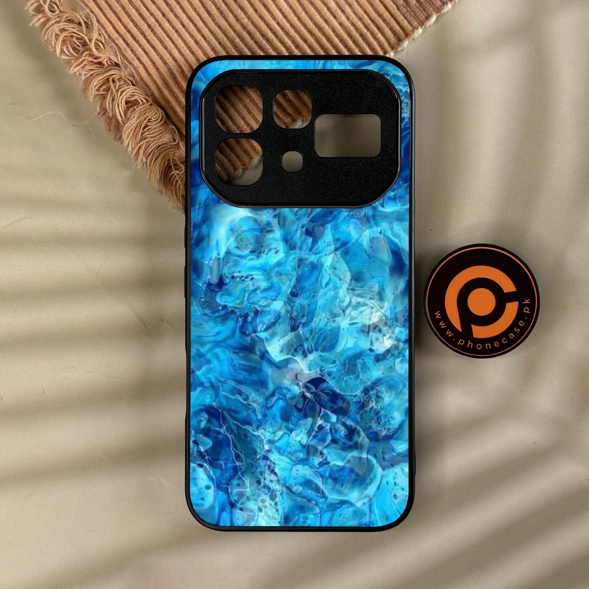 Infinix Note 60 Pro - Blue Marble Design 6 - Premium Metal Printed Soft Bumper Shock Proof Case