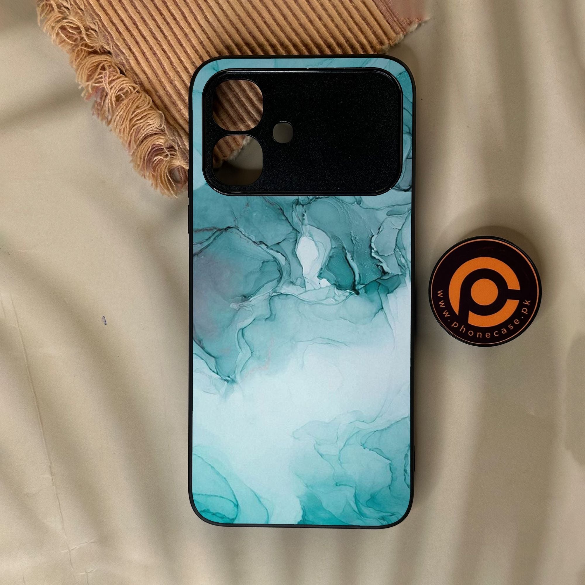 Infinix Smart 20 - Blue Marble Design 3 - Premium Metal Printed Soft Bumper Shock Proof Case