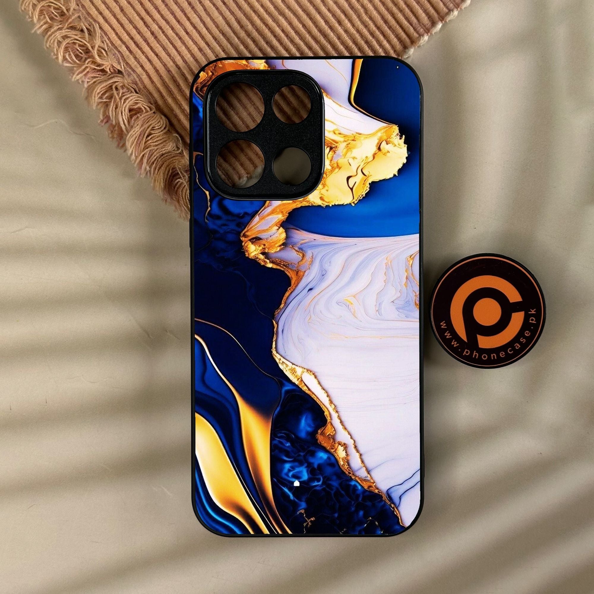 OnePlus Turbo 6 - Blue Golden Marble - Premium Metal Printed Soft Bumper Shock Proof Case