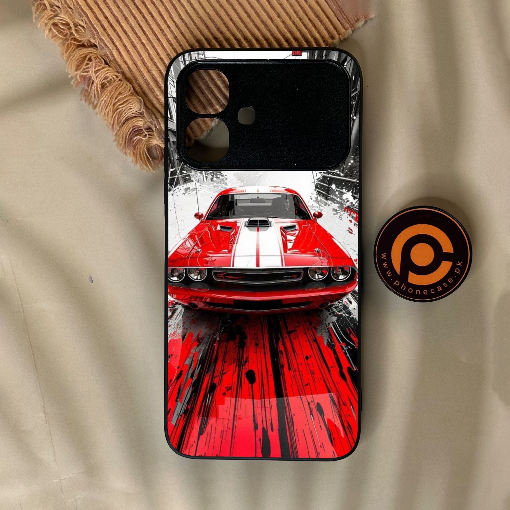 Infinix Smart 20 - Red Muscle Car Thrill - Premium Metal Printed Soft Bumper Shock Proof Case