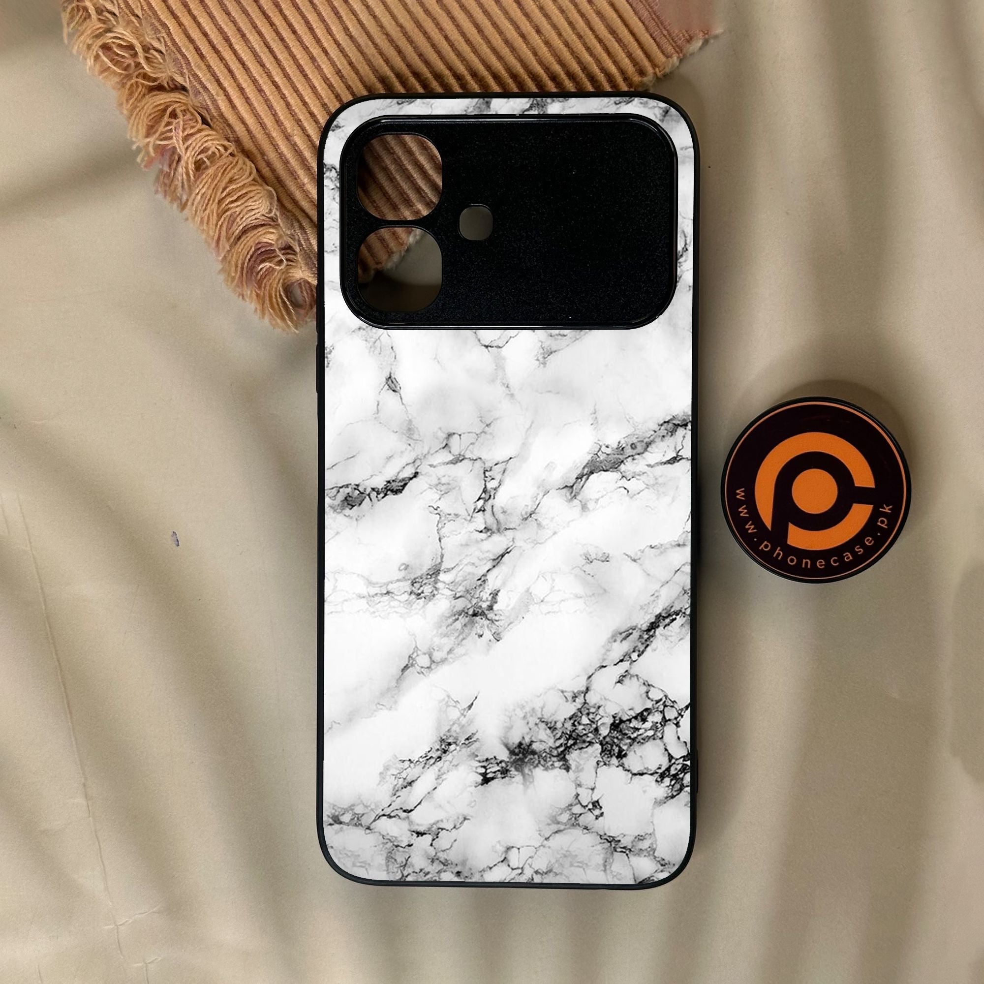 Infinix Smart 20 - White Design 7 - Premium Metal Printed Soft Bumper Shock Proof Case