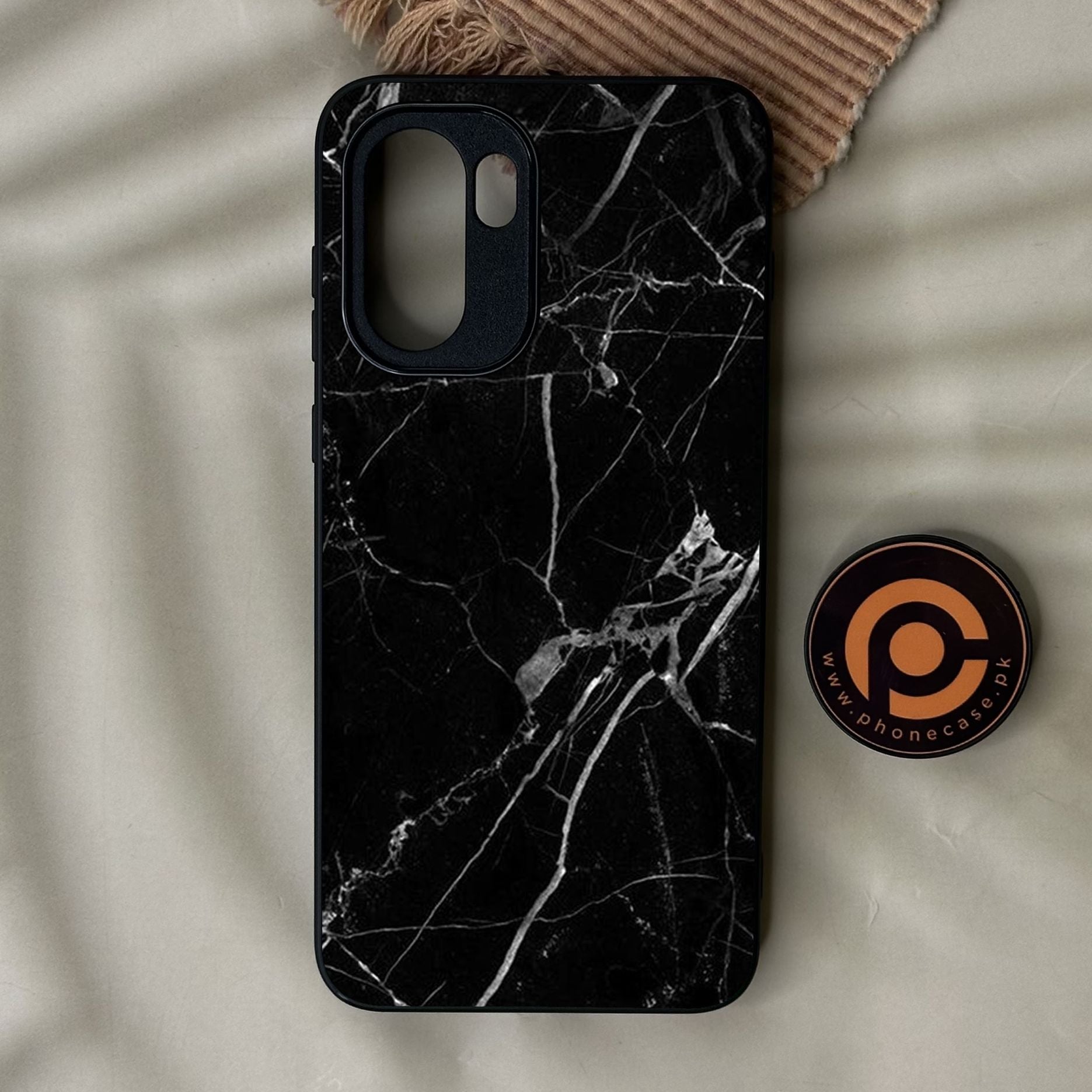 OnePlus Ace 6 - Black Marble Design 2 - Premium Metal Printed Soft Bumper Shock Proof Case